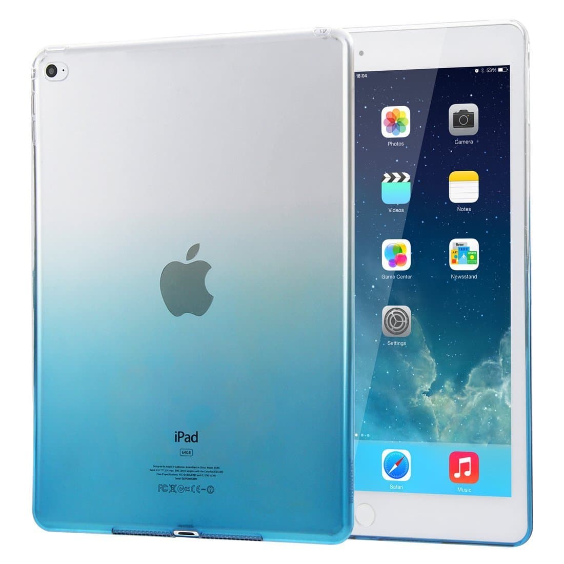 iPad Mini 1/2/3 Soft Jelly Case, TPU Gradient Transparent Back Cover Skin Protective Cover for Apple iPad Mini 1/2/3 7.9 inch(Blue)