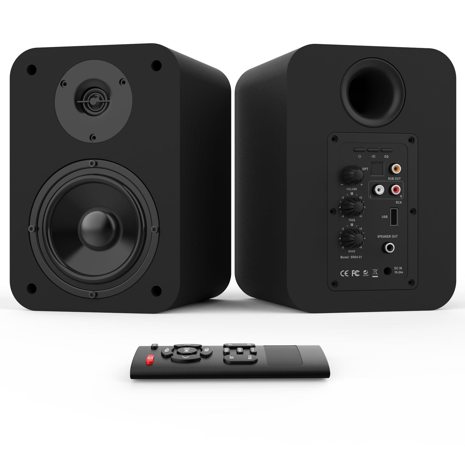 BESTISANSR04 Bluetooth Bookshelf Speakers for Record Player, Powered Studio Speaker for TV with Sub Out Port, Horn Tweeter and Optical/RCA/BT Inputs