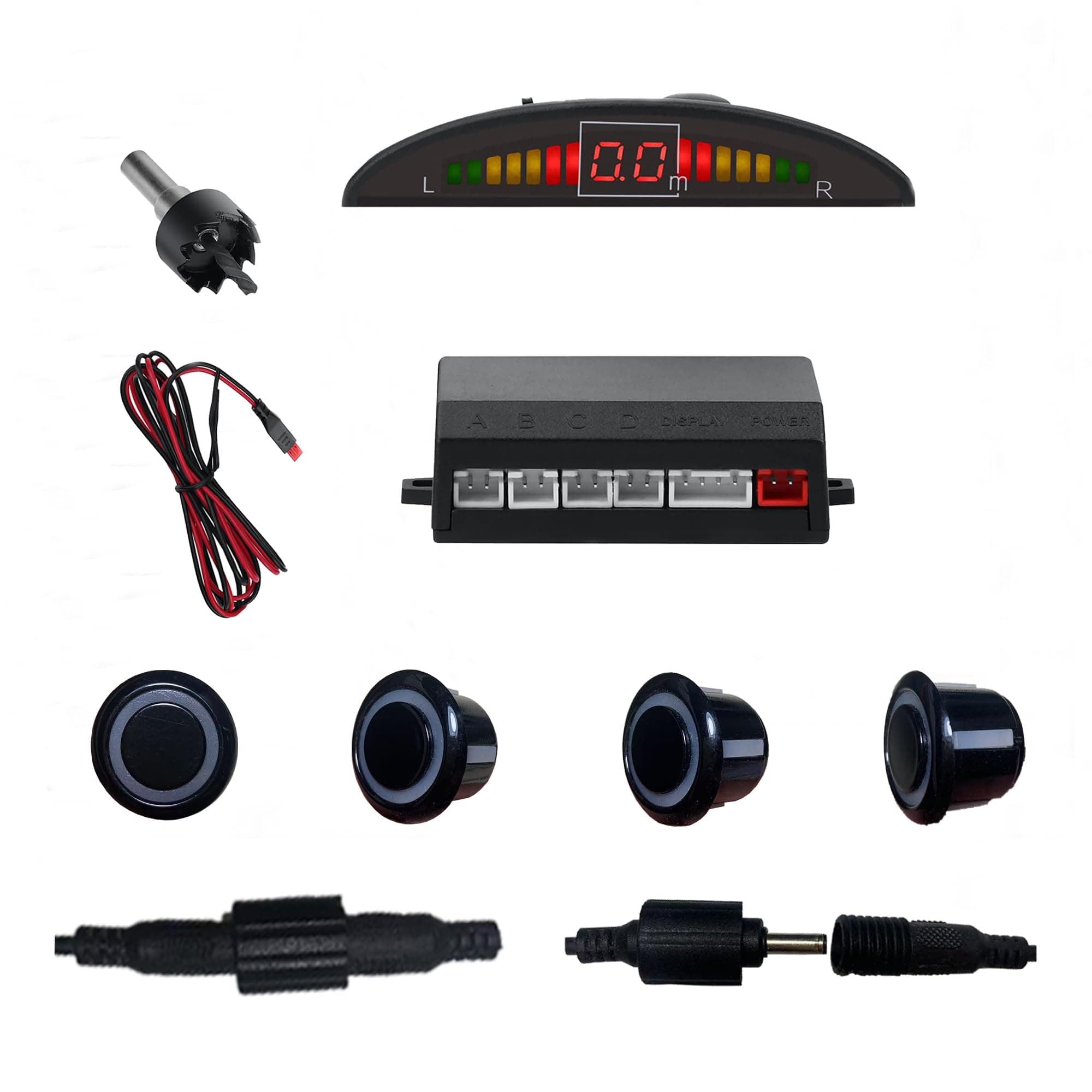 Parking Sensor Kit Backup Sensor Kit Reverse Sensor for Car 18 Color Options for Probes Adjustable Alarm Volume Professional Sensore de Reversa para Carro Safe Driving Assistant（Black）