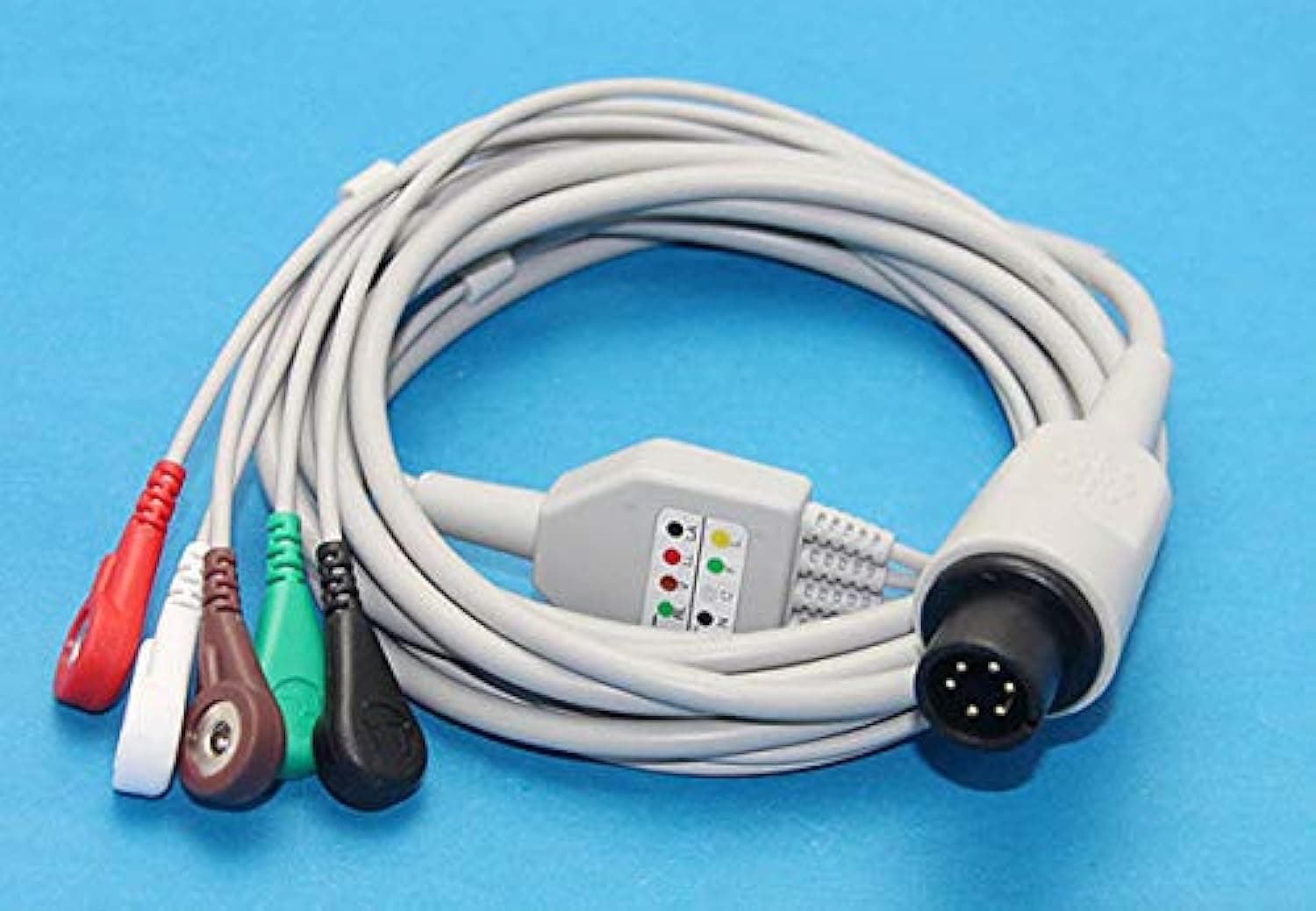 5 Lead ECG Cable Compatible with BPL/GOLDWAY/SPACELAB/CONTEC 6 Pin Snap type