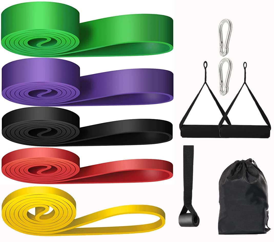 CLOUDFOUR Resistance Band Set, Pull Up Assist Bands, Stretch Resistance Band, Exercise bands, Power-lifting Bands for Resistance Training, 5 Exercise Stretch Bands with Door anchor and Handles