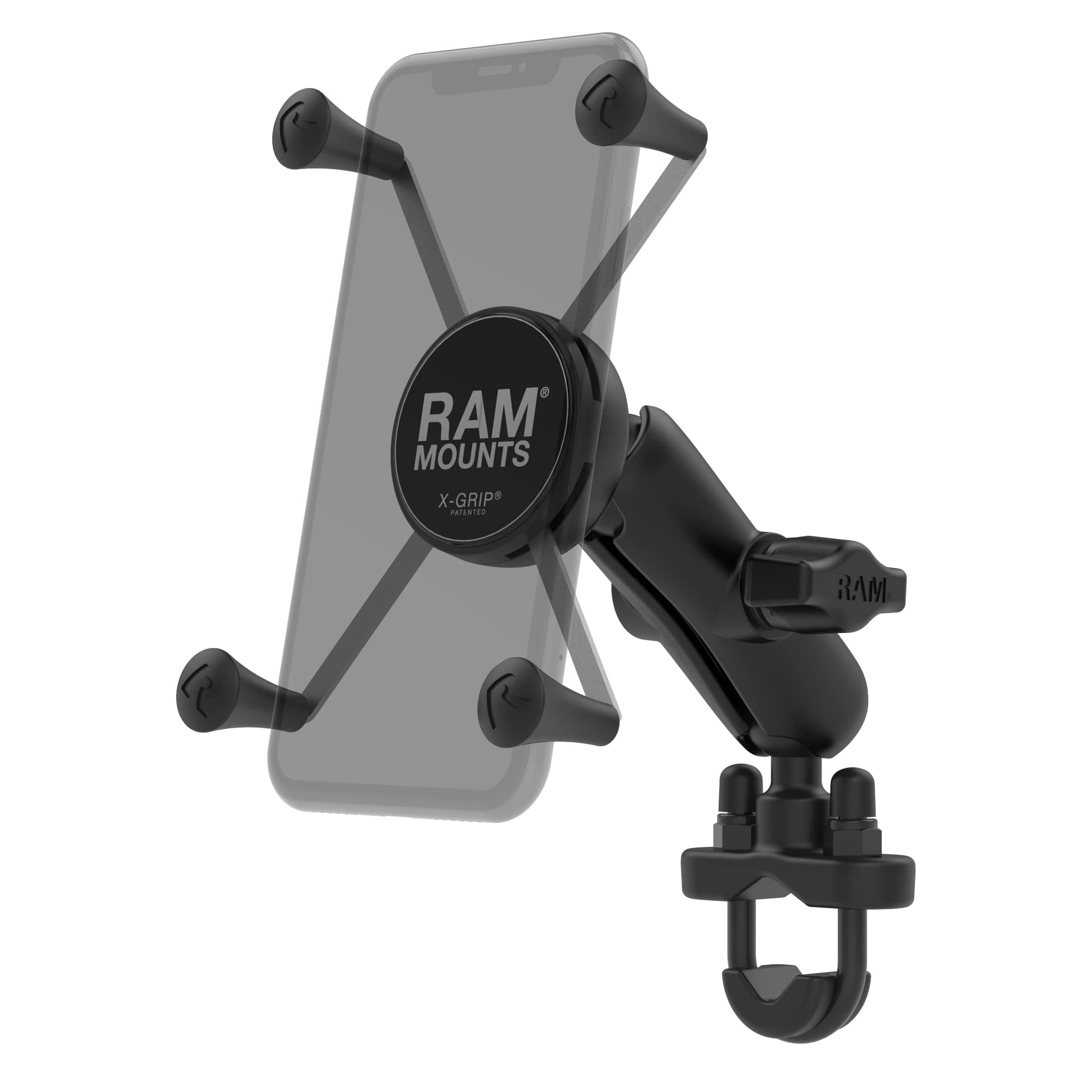 X-Grip Large Phone Mount with Handlebar U-Bolt Base RAM-B-149Z-UN10U with Medium Arm for Motorcycle, ATV/UTV, Bike