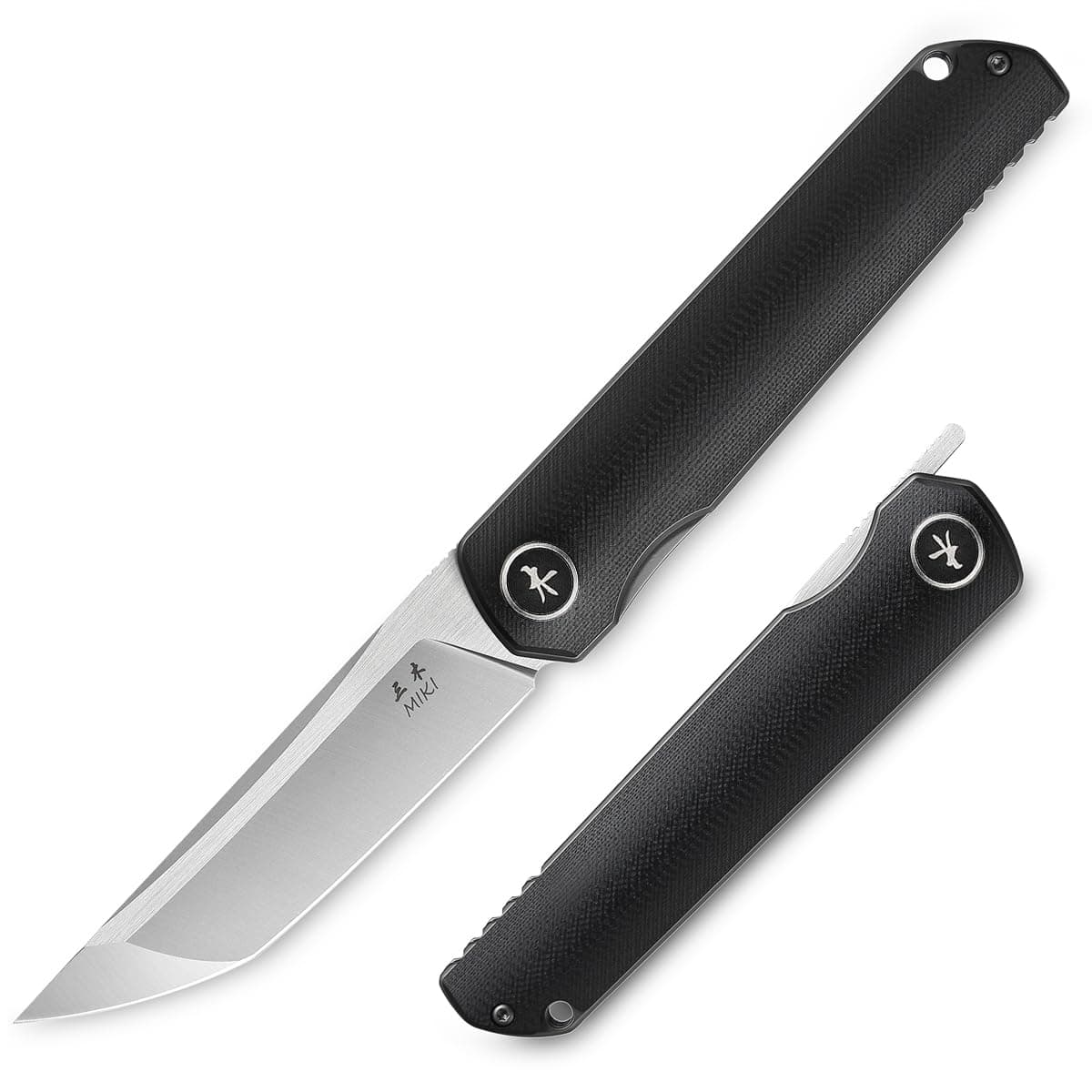 Pocket Samurai Folding Knife, G10 Handle, Tanto w/ D2 Plain Blade, Outdoor Camping Hiking Knife Fishing And Everyday Carry, nique Tool Gift for EDC Men Women (Black-A)