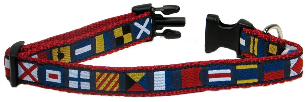 Preston Ribbons Dog Collar, Nautical Code Flag, Small Dogs, 3/4 Inch Width (Small, 3/4 Inch Wide)