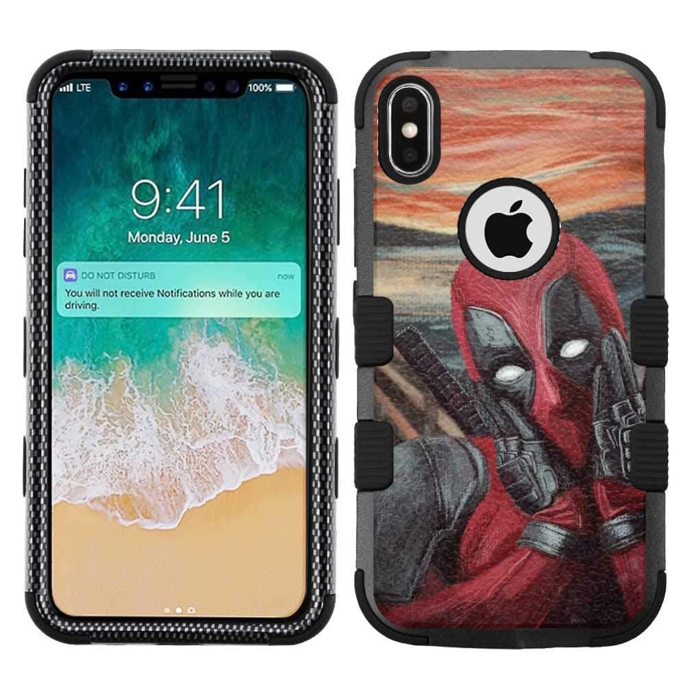 iPhone X (Ten/10) Case, Hard+Rubber Dual Layer Hybrid Heavy-Duty Rugged Armor Cover Case - Deadpool #Scream