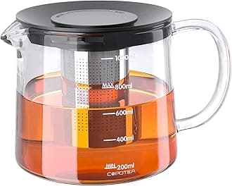 COPOTEA Glass Teapot with Removable Infuser, 1000ml/33OZ Stovetop Safe Tea Kettle for Blooming & Loose Leaf Tea, Premium Gift Box