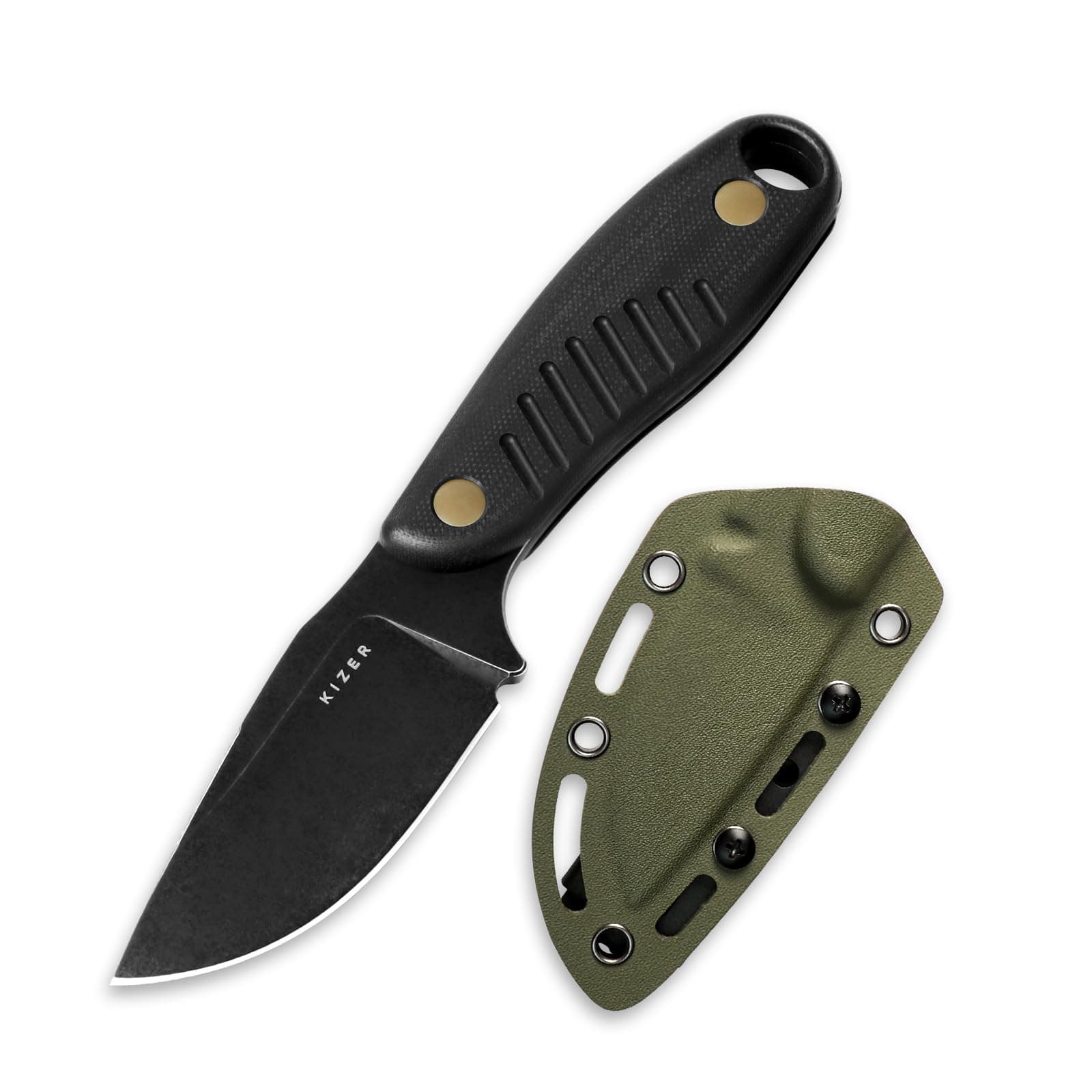 Hare Fixed Blade Knife with Sheath, 3.14" D2 Steel Blade EDC Fixed Blade Hunting Knives with Black G10 Handle, Small Bushcraft Survival Neck Knives, Outdoor Camping Knife for Men Women, 1077M1