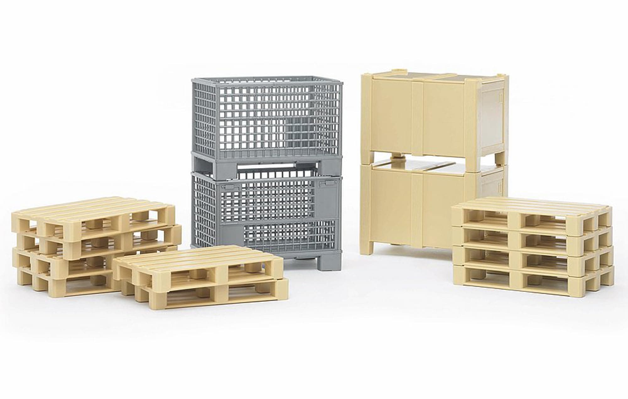 02415 Logistics Accessories, 2 Grid Boxes, 2 Boxes, 10 Pallets, 1:16 Shipping Logistics Truck Truck Transporter Toy