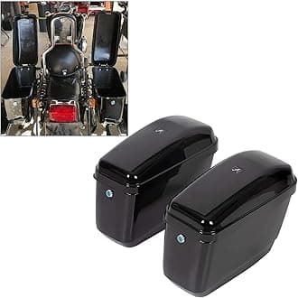 KUAFU Motorcycle Hard Saddlebags 45L W/Mount Brackets Compatible With Harley Yamaha Honda Shadow Kawasaki Vulcan VN Dyna V-Rod Vstar 650 VTX 1100 1300 Boulevard C50 Virgo 1100 Glossy Black