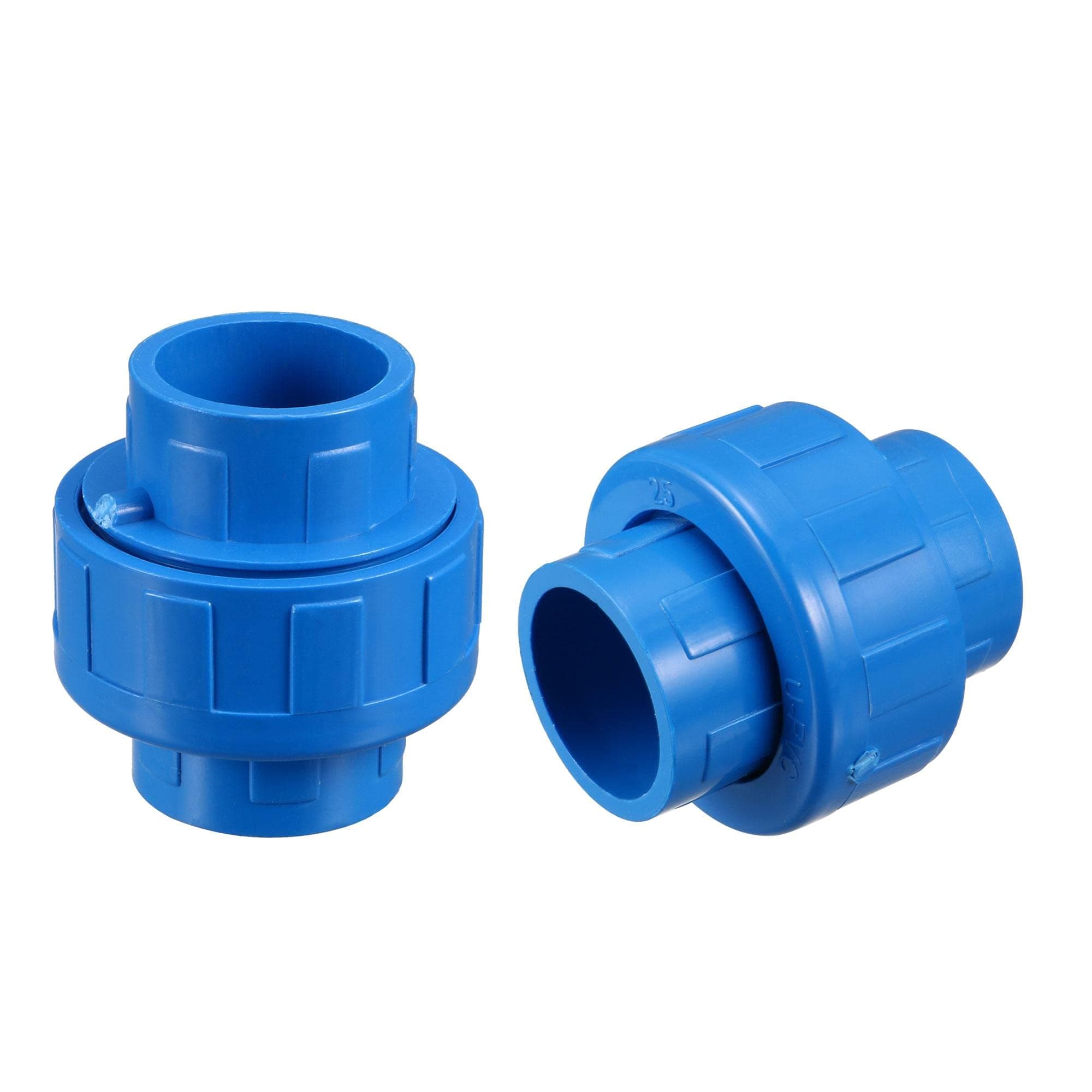 uxcell 25mm X 25mm PVC Pipe Fitting Union Solvent Socket Quick Connector Blue 5pcs
