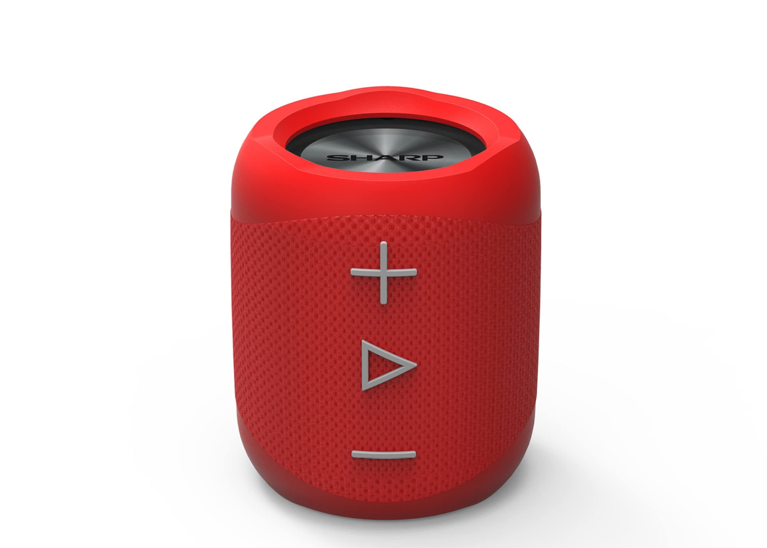 Sharp GX-BT180(RD) Portable Bluetooth Speaker, Wireless Stereo Sound, Splashproof Rechargeable Compact Speaker with Call Answering, Google & Siri Compatible – Red