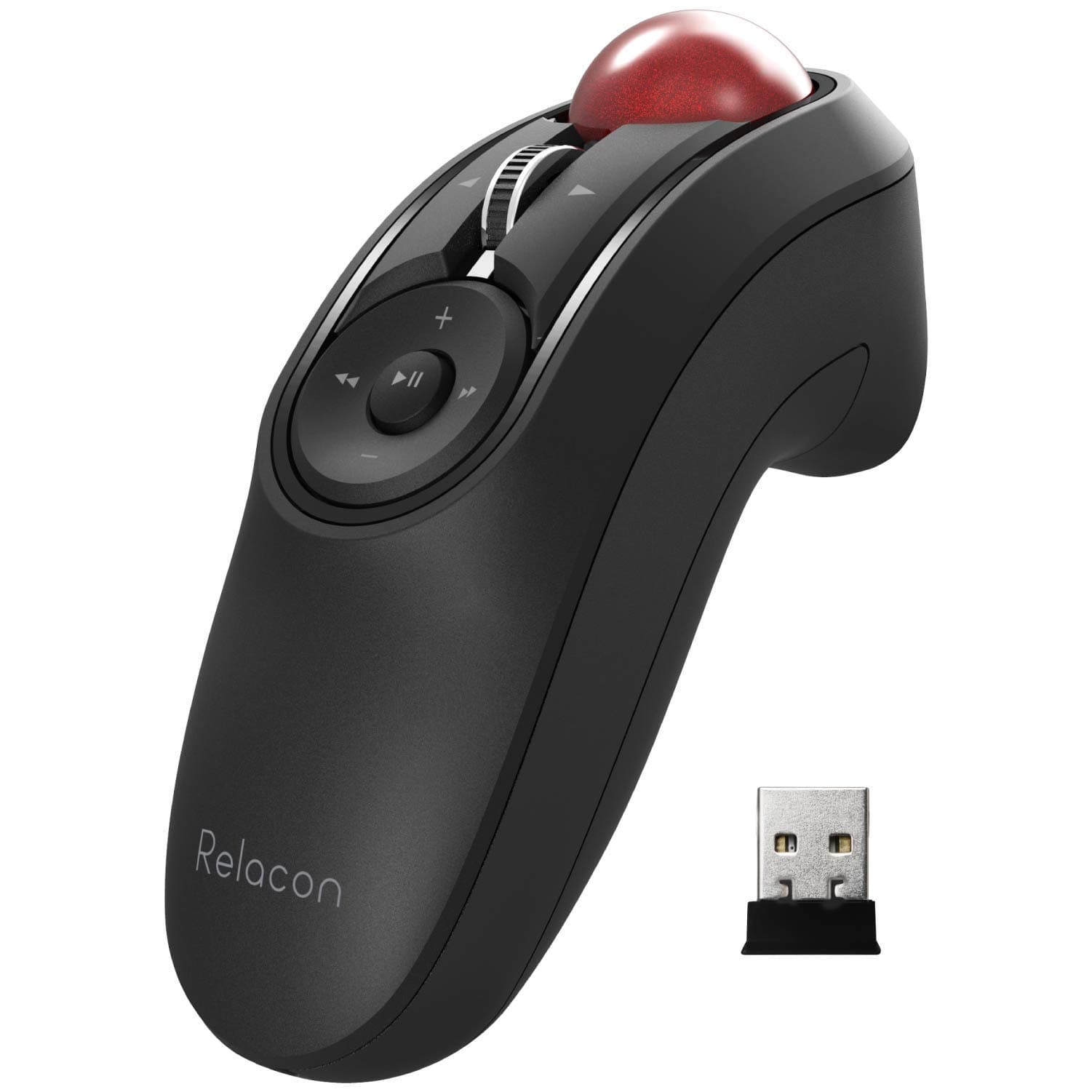 Relacon Handheld Trackball Mouse, Thumb Control, 2.4GHz Wireless, Ergonomic Design, 10-Button Function with Smooth Tracking, Windows11, MacOS (M-RT1DRBK)