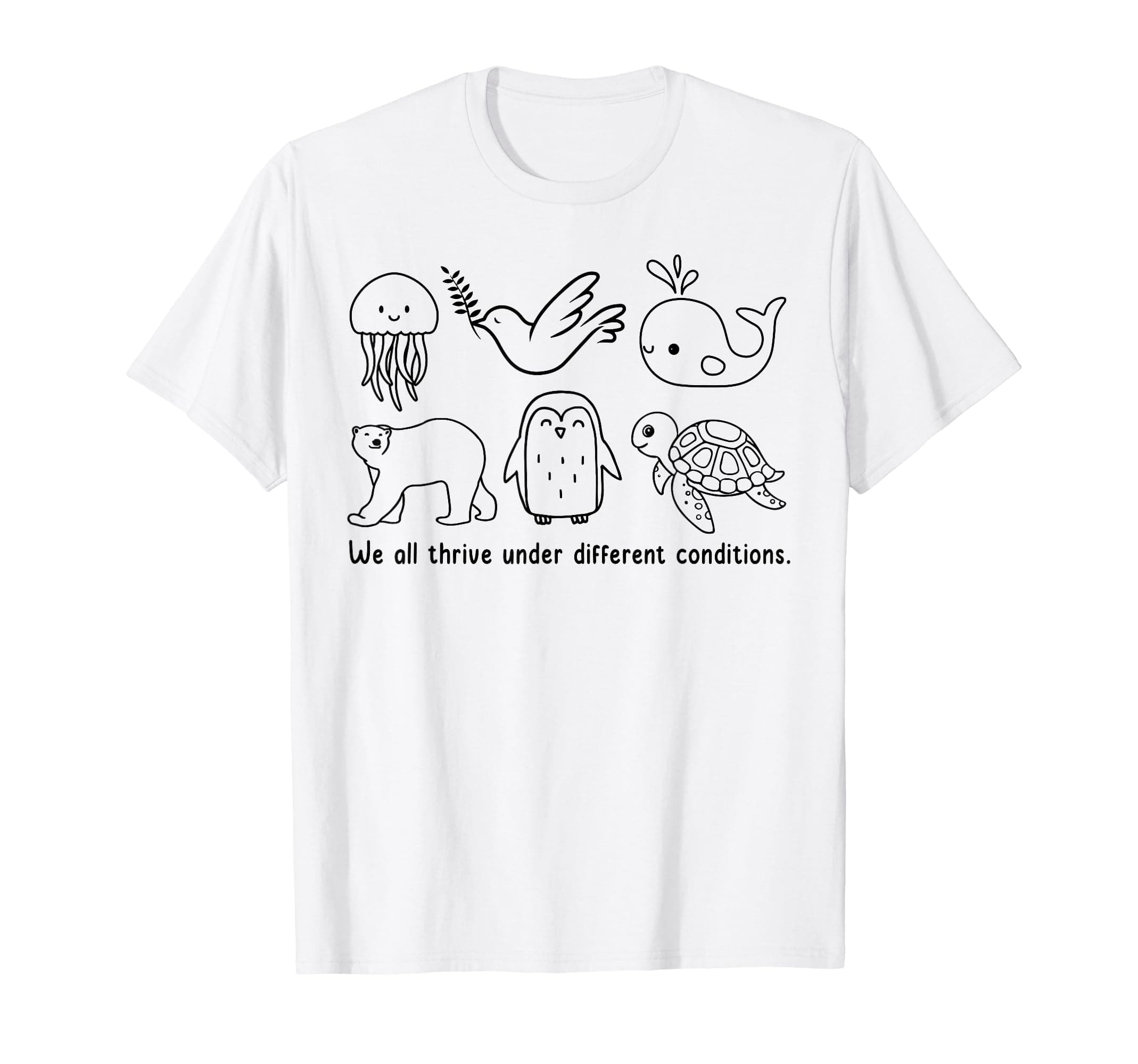 neurodiversity ADHD Autism ASD AwarenessCute We All Thrive Under Different Conditions Neurodiversity T-Shirt