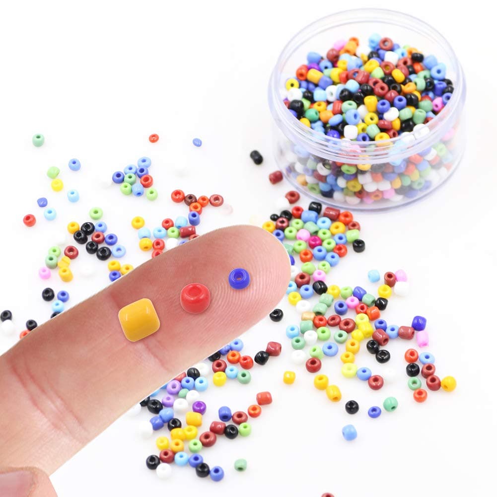 Multicolor Approx 10000pcs Glass Seed Beads 2mm 3mm 4mm with a roll Crystal Thread a Set Tube Beads Round Loose Spacer Beads Jewelry Findings for DIY Bracelets,Necklaces