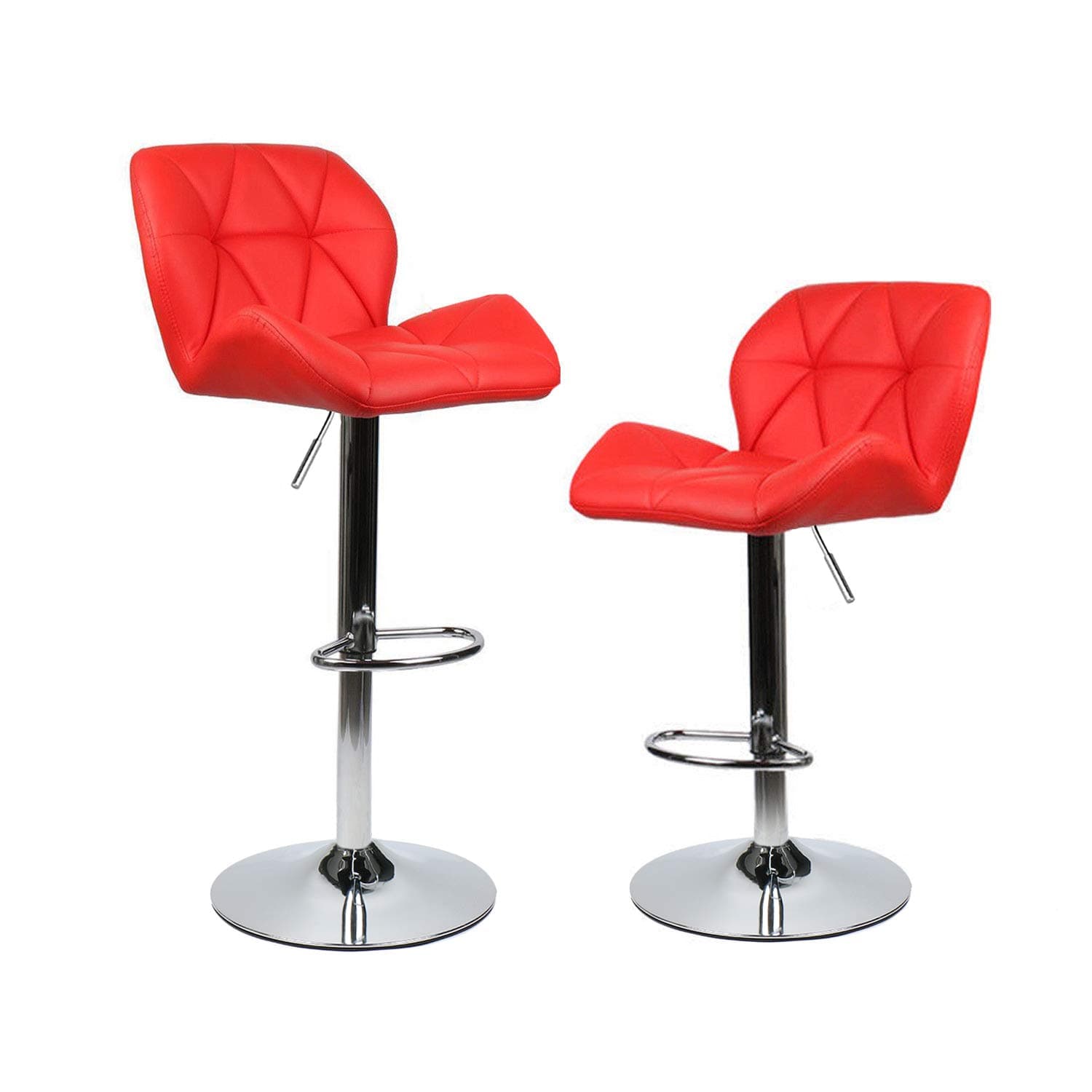 ELECWISH Modern Red Bar Stools Set - Breakfast Dining Stools set of 2 for Kitchen, Counter, Home Barstools，PU [Energy Class A++]