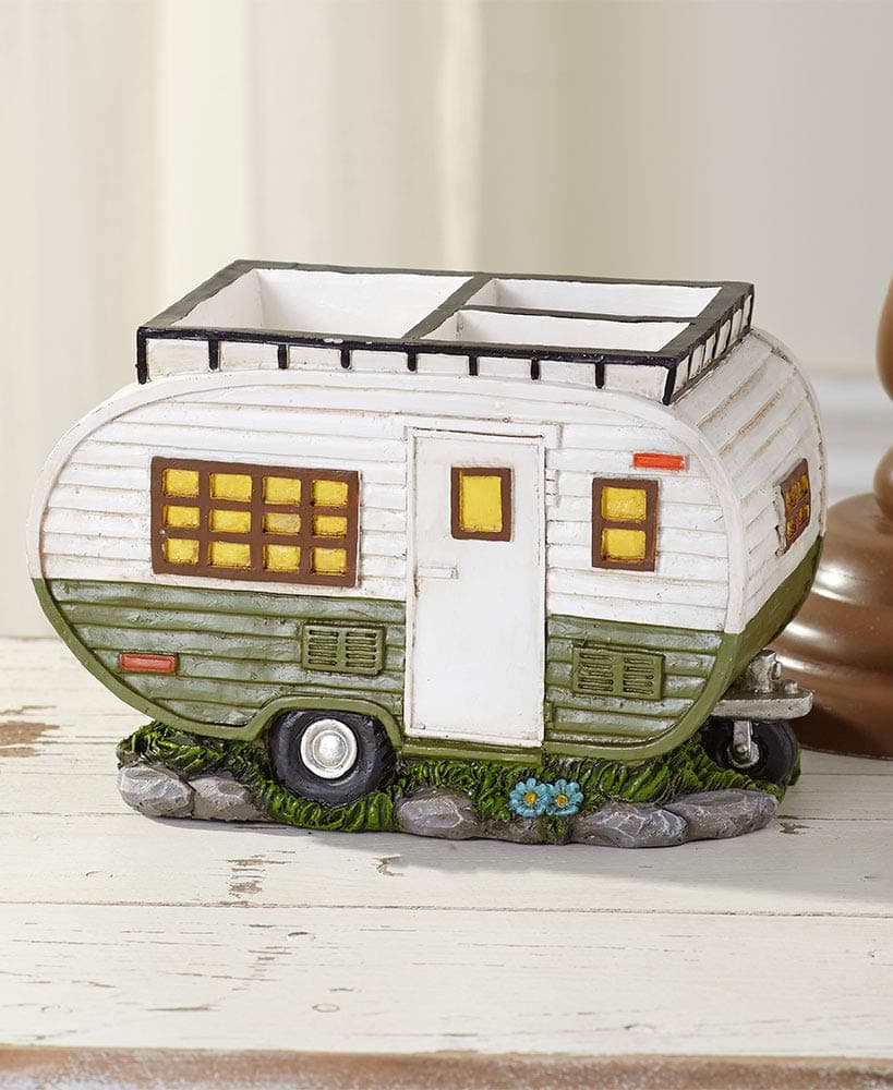 Home or Work Office Camper Multipurpose Desk Top Organizer - Green & White RV