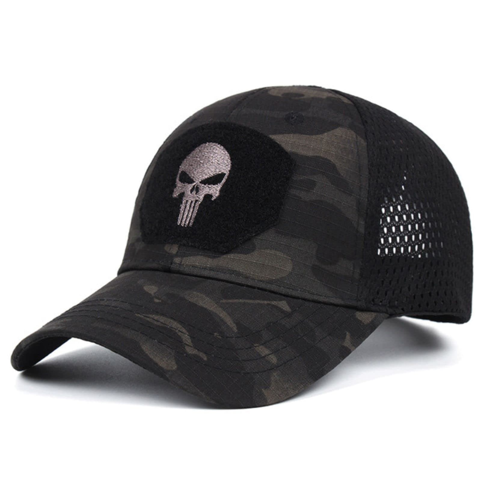 Skull Mesh Baseball Cap Men Tactical Operator Caps Fitted Outdoor Breath Hats