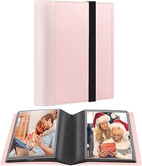 Small Photo Album 4x6 Photos Black Inner Page with Strong Elastic Band, Each Small Album Holds 64 Photos, 4x6 Mini Book Photo Pictures Album Birthday Christmas Photo Albums Wedding Anniversary (Pink)