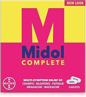 Complete Menstrual Period Symptoms Relief - Cramps Pain Headache and Bloating Caplets, 24 Count