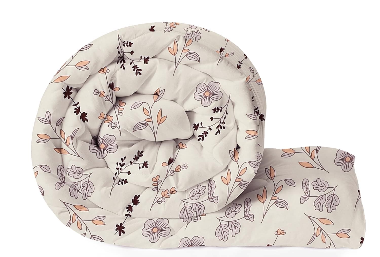 BSB HOME® 2nd Gen 220 GSM Microfiber Reversible AC Comforter/Blanket for Winter/Quilt/Duvets for King Size Double Bed (230X250 cm, Floral Off White)