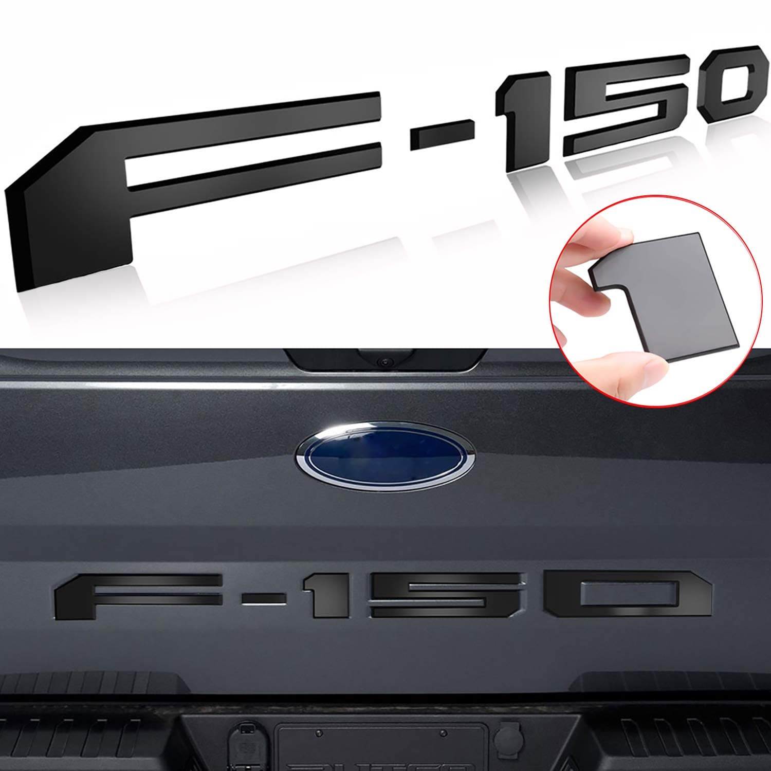 Tailgate Insert Letters Compatible with F150 2018 2019 2020 - 3M Adhesive & 3D Raised Tailgate Decal Letters-Matte Black