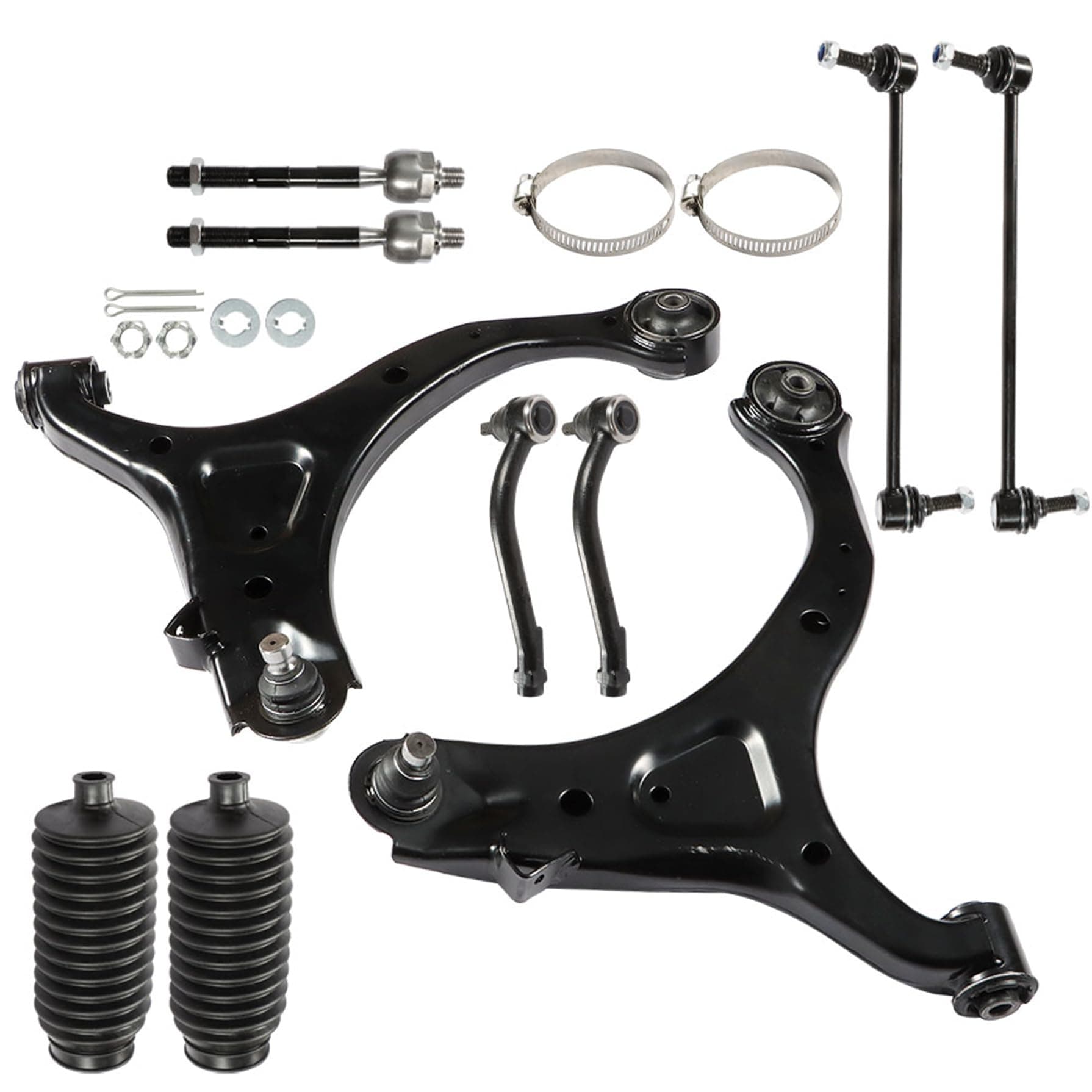 GXYWADY 10Pc Kit Front Lower Control Arm Sway Bar link Boots Replacement for 2007-2012 Hyundai Santa Fe Replacement for KIA Sorento 2011-2013