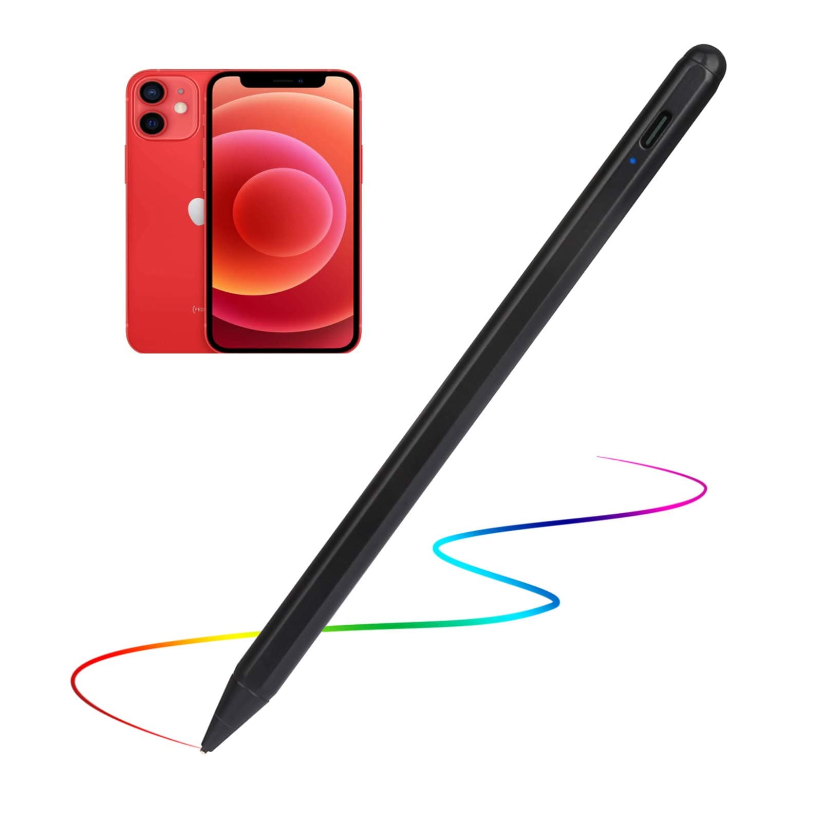 Stylus Pens for iPhone SE/12/X/9/8/7/13/14/15i Pencil, Evach Active Digital Pen High Sensitivity Pencil with 1.5mm Ultra Fine Tip Stylus Pen for iPhone SE/12/X/9/8/7/13/14/15i,Black