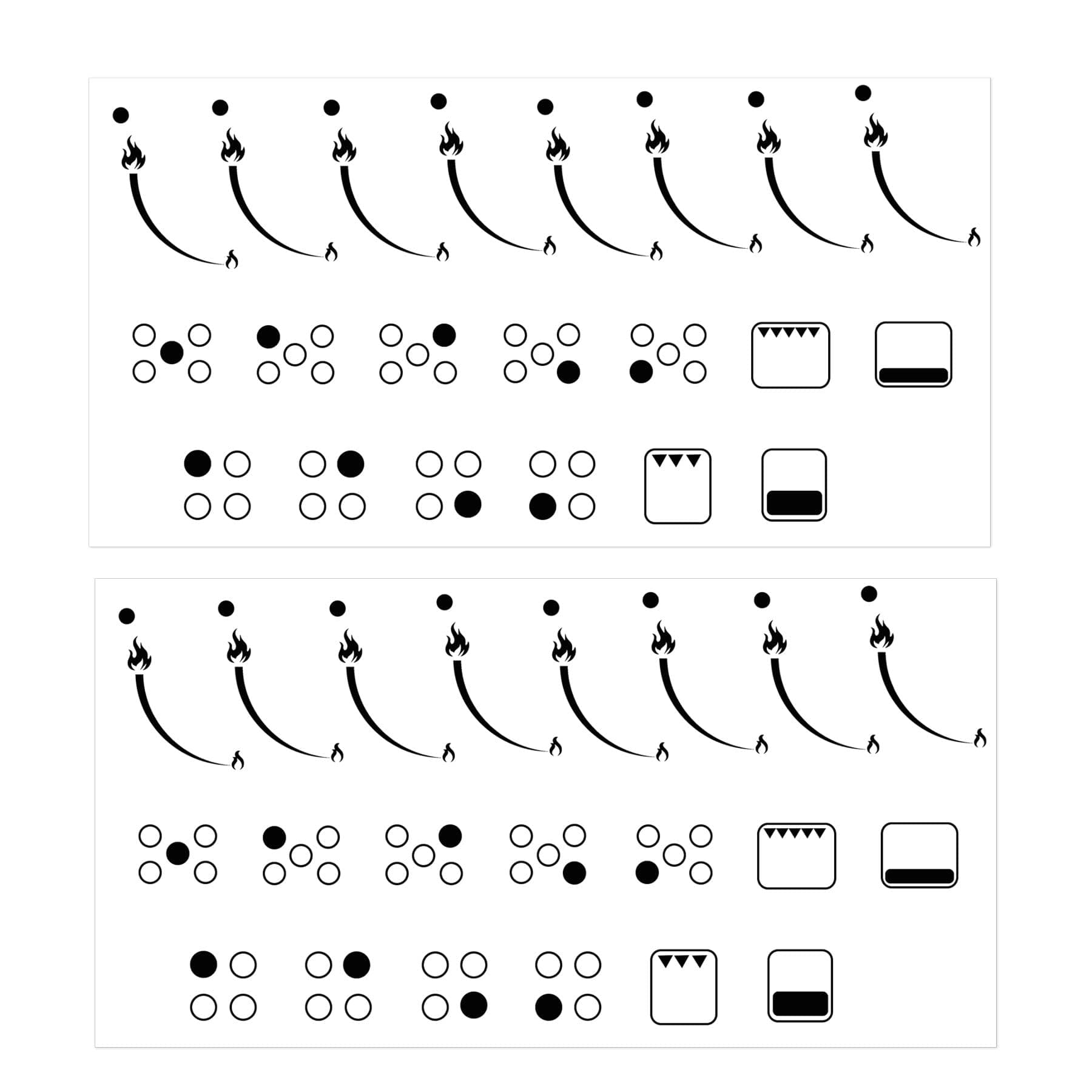 Flame Indicating Stickers Flame Indicators Ring Stove Labels - Oven Replacement Adhesive knob Symbols for Bumper Cooktop Hob Cooker Top Markings 2 Pack