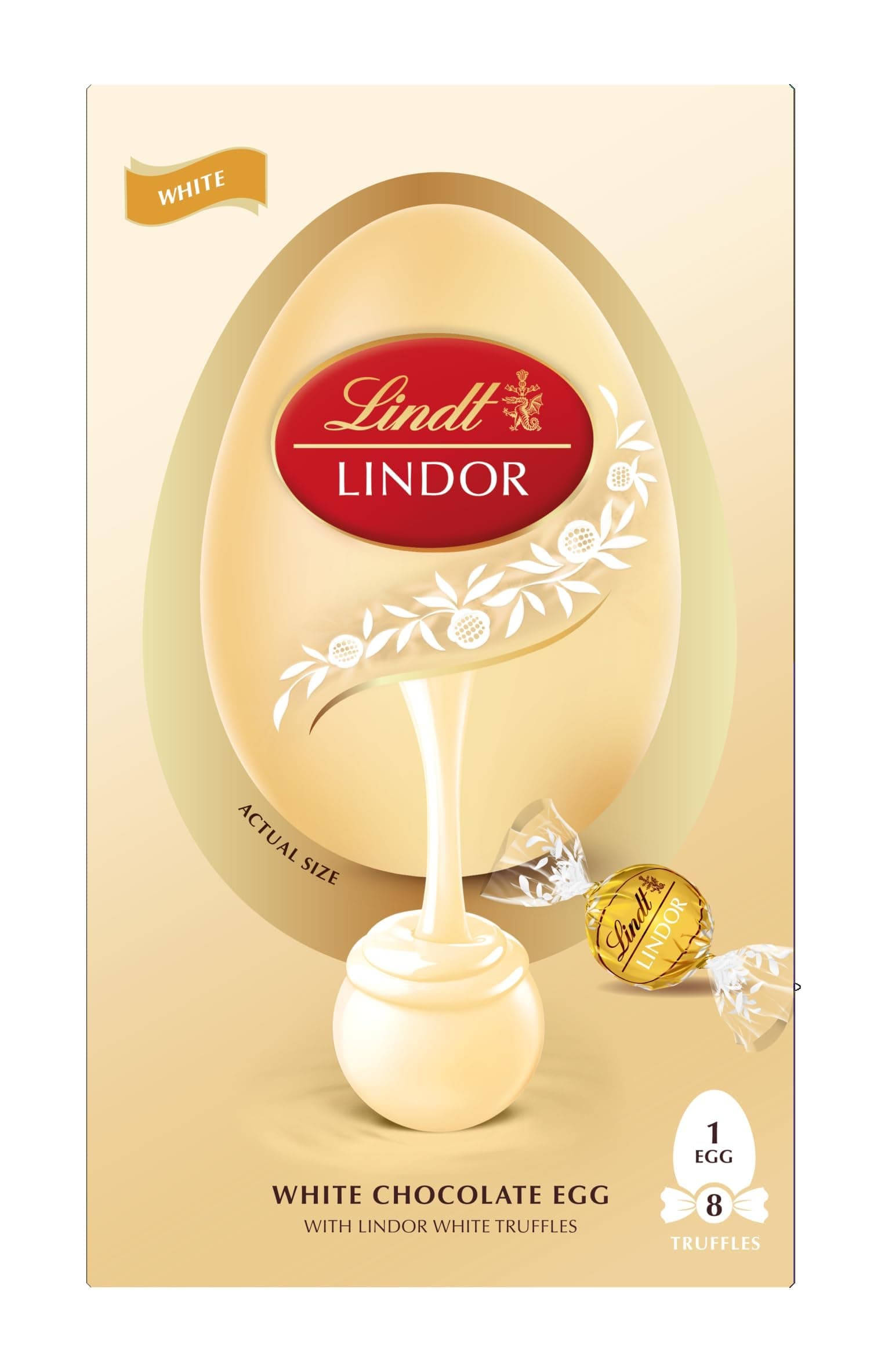 Lindt Lindor White Chocolate Easter Egg 260g – White Chocolate Truffles with a Smooth Melting Filling – Elegant Easter Chocolate Selection – Easter, gift