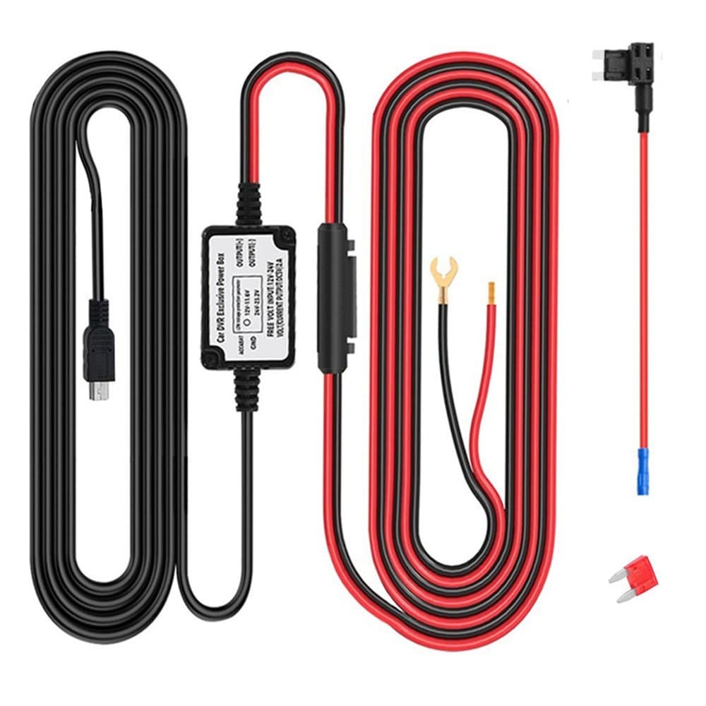 Dash Cam Hardwire Kit Mini USB Hard Wire Car Charger Cable Kit 12V/24V to 5V/2A for Dash Cameras GPS (Mini USB and Fuse Kit)