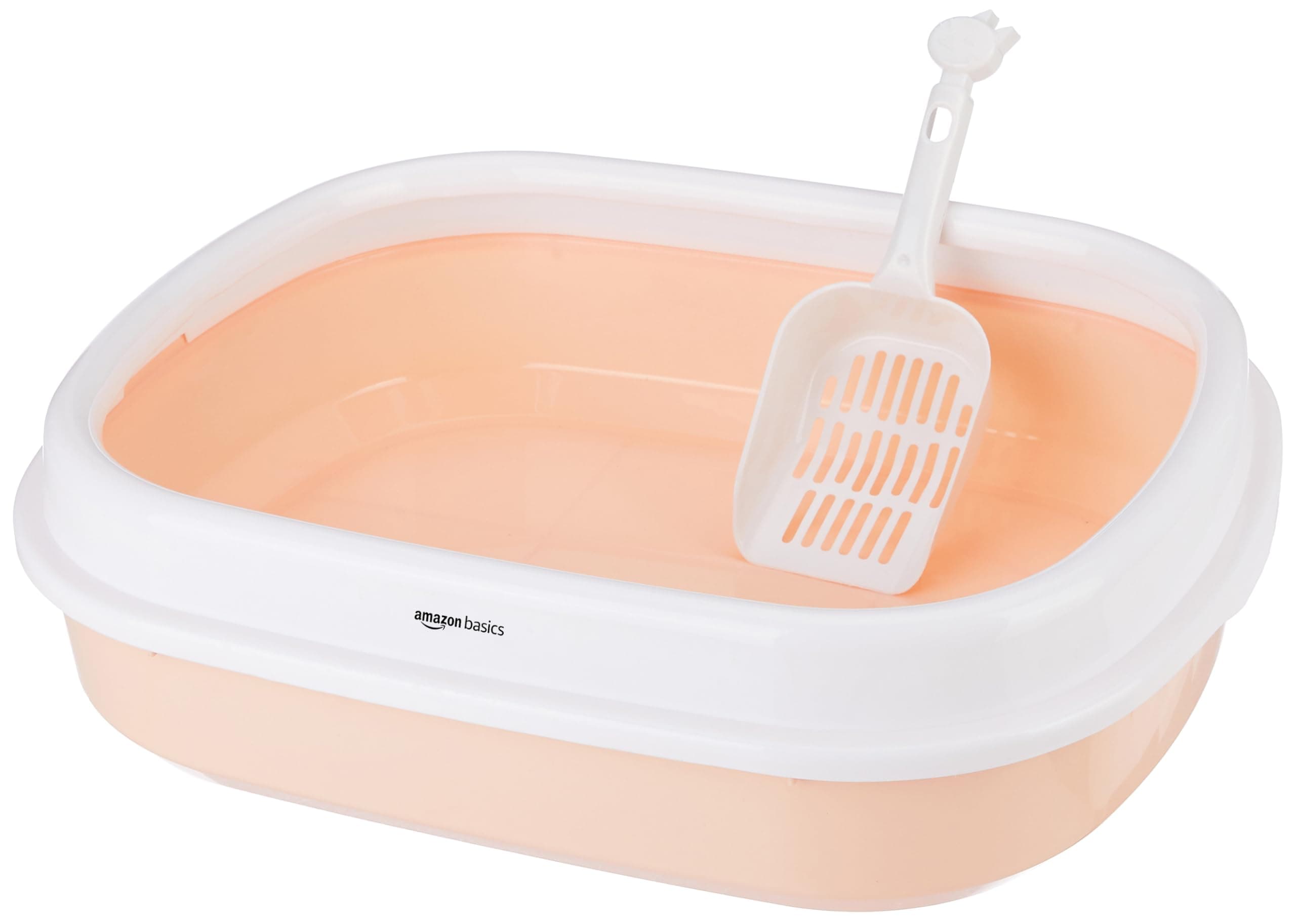 Cat Litter Box Tray with Free Scooper | Semi Closed Design and Durable Quality | Suitable for All Adult Cats & Kittens, Pink