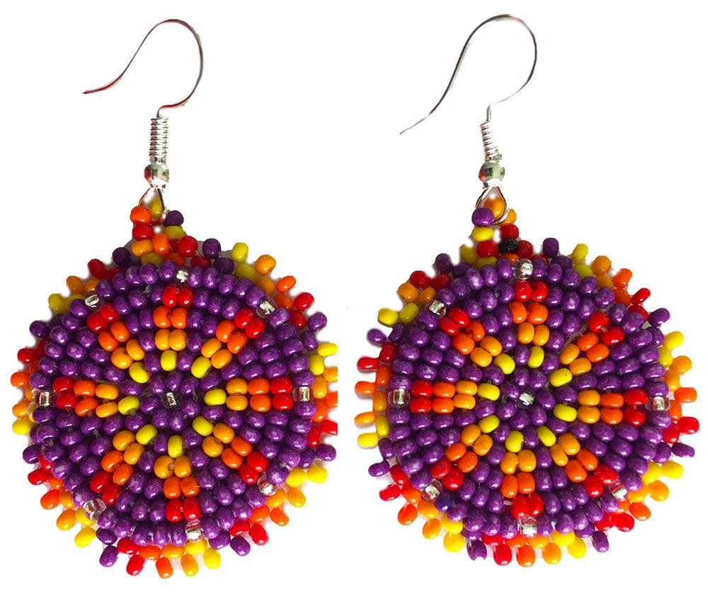 Handmade Cute Seed Beaded Earrings 1.2 Round