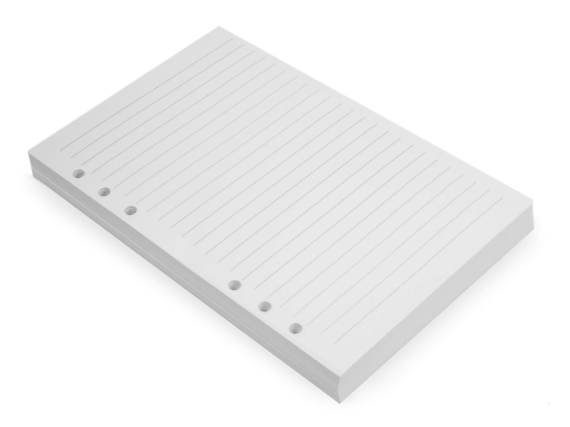 A5 6-Ring Binder Planner Inserts - 8 1/4 x 5 5/8" - Thick Cream Color Lined 120 gsm Loose Leaf A5 Paper Refills Compatible with Filofax 6 Hole 100 Sheets 200 Lined Pages