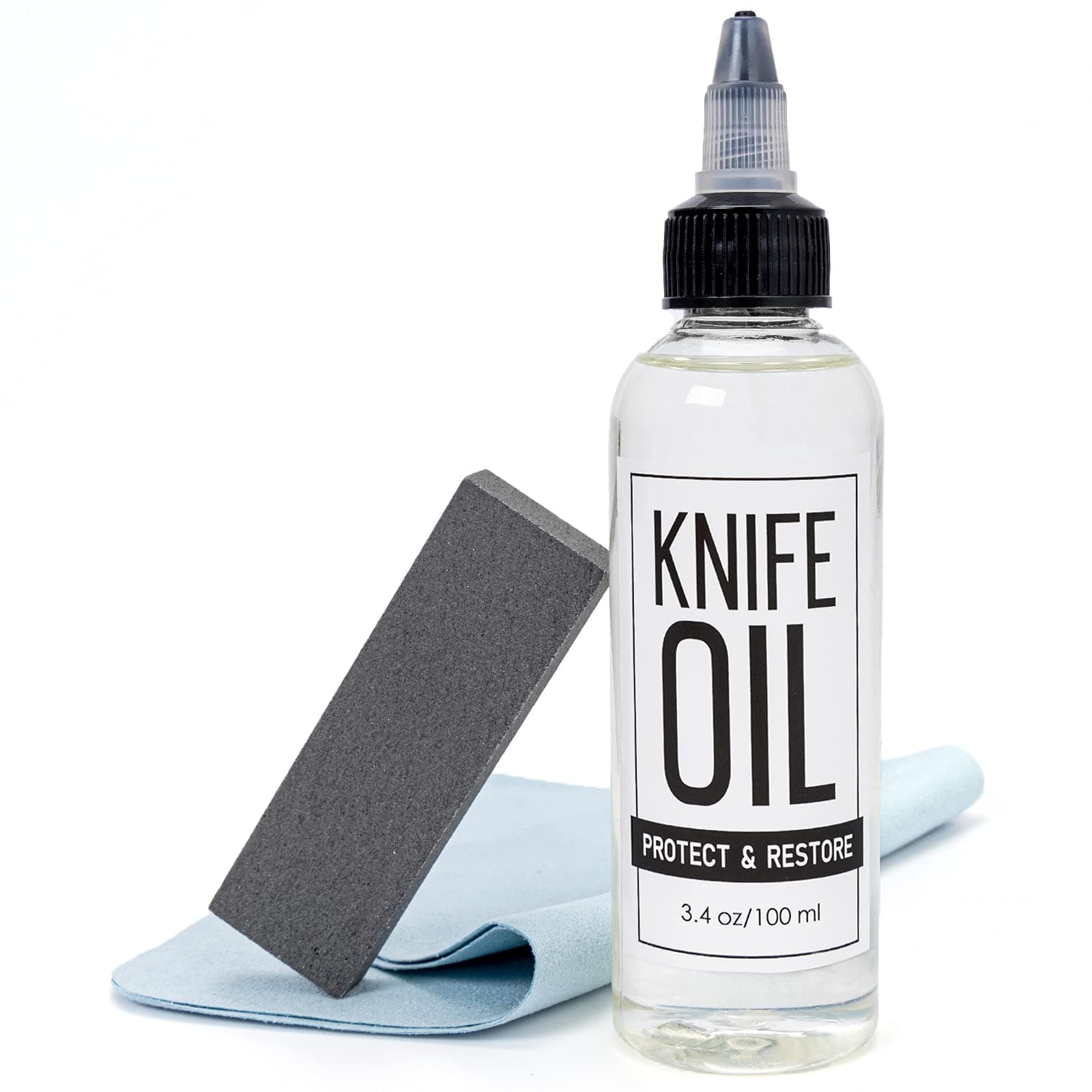 Knife Oil Rust Eraser Kit, Extra Large Rust Remover for Knives, Sword Maintenance Oil (3.4 oz) for Carbon Steel Blade, Cleaning, Protection And Lubricant Care Set