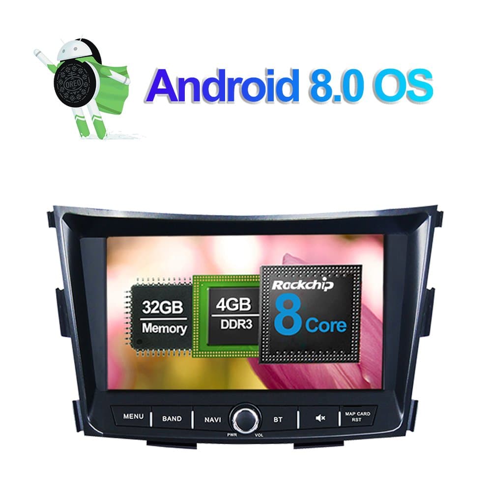8 Inch Android 8.0 Octa Core Car Radio Stereo Multimedia Player for Ssangyong Tivoli 2015- with Touch Screen Bluetooth GPS Navigation support AM/FM/RDS Video Output Phone Link 1080P Video Camera In