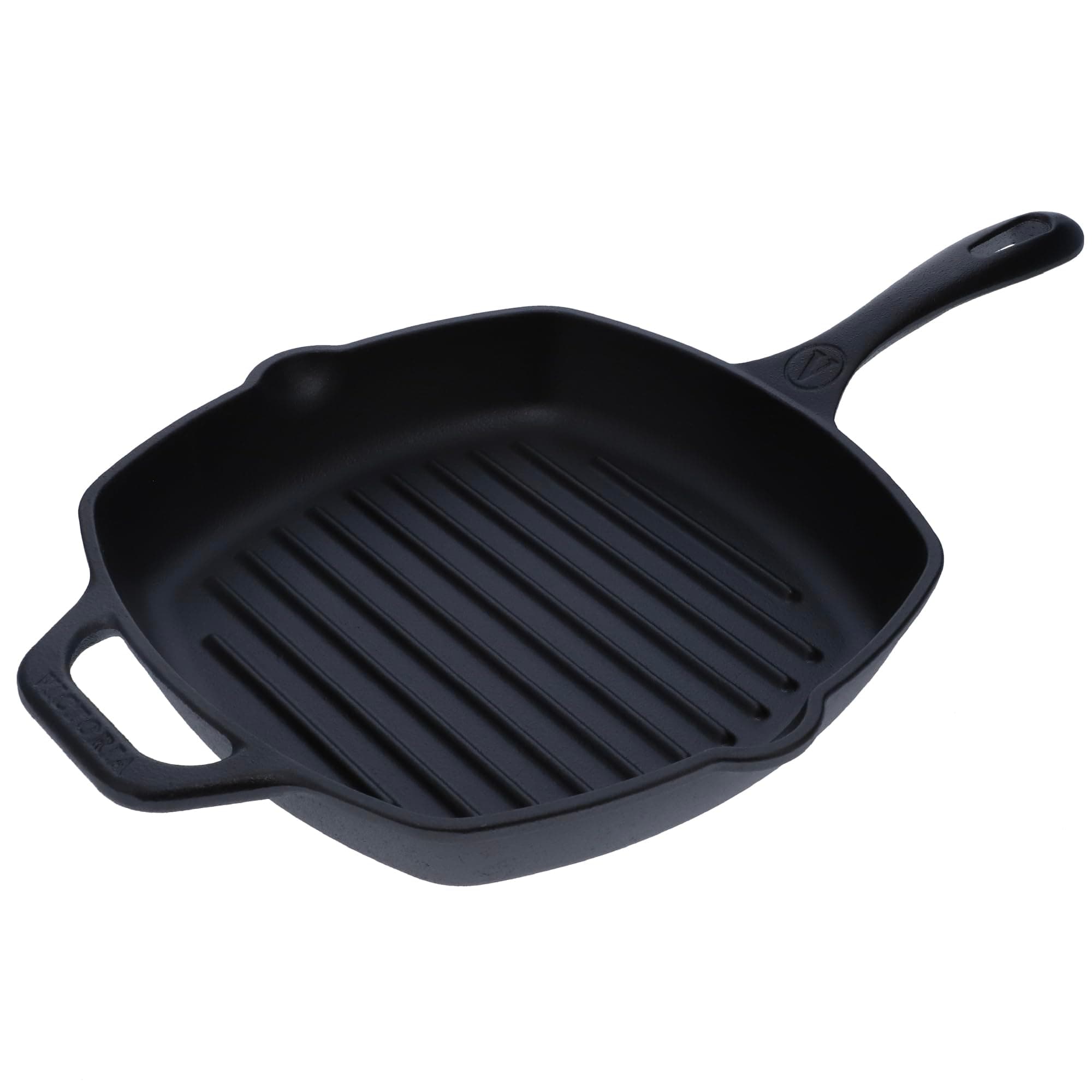 Victoria Cast Iron Grill Pan, Square Long Handle Griddle Pan, Linseed Oil, Seasoned