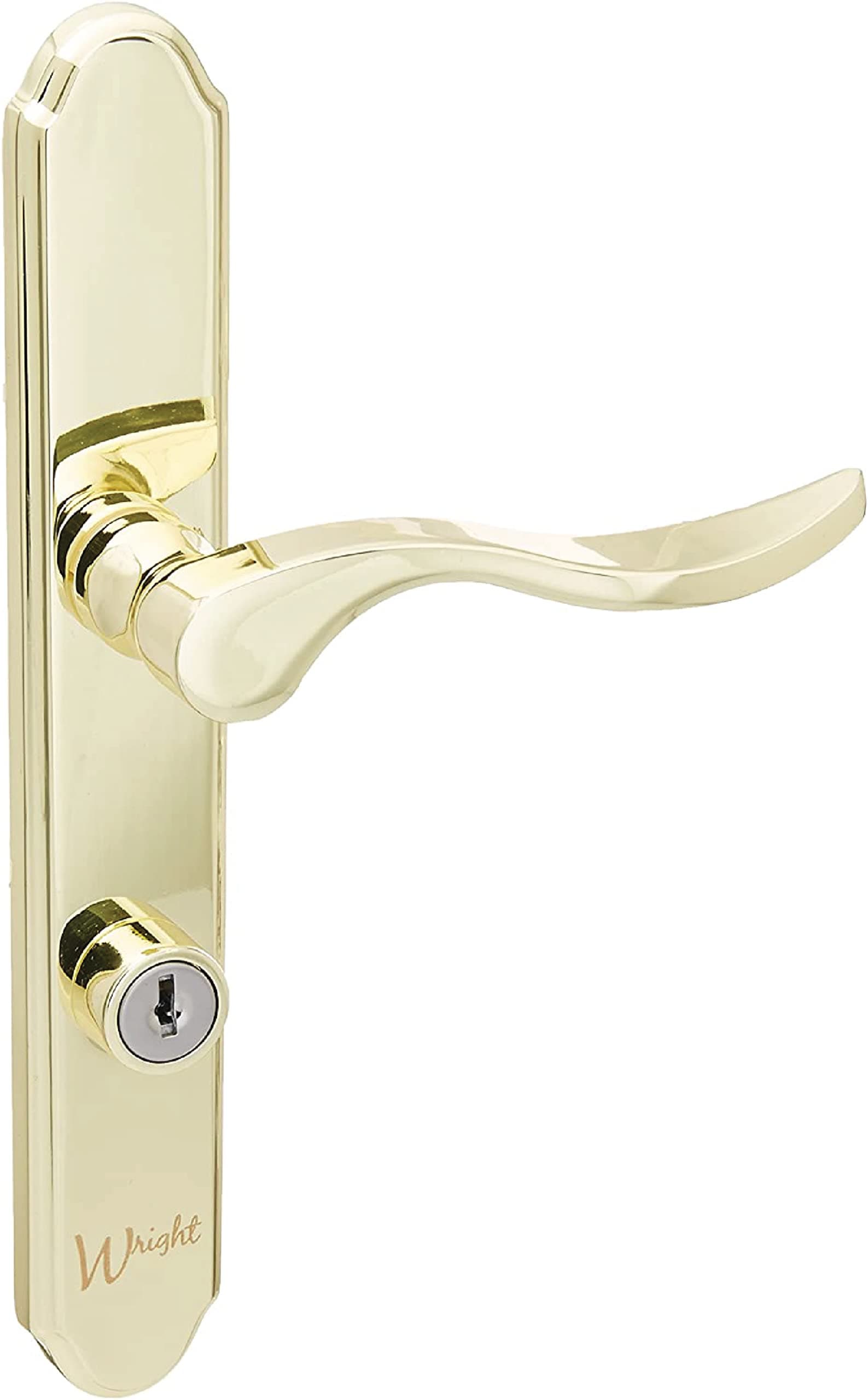 Wright Products - Serenade Mortise Keyed Lever Mount Latch with Deadbolt for Screen and Storm Doors, Polished Brass