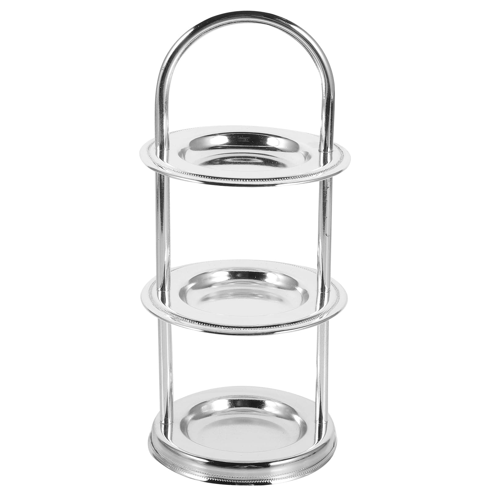 Cabilock Mini Dessert Cake Stand 3 Tier Chocolate Display Stand Metal Mini Treat Pedestal Stand Tea Party Serving Platter for Birthday Tea Party Wedding Baby Shower Silver