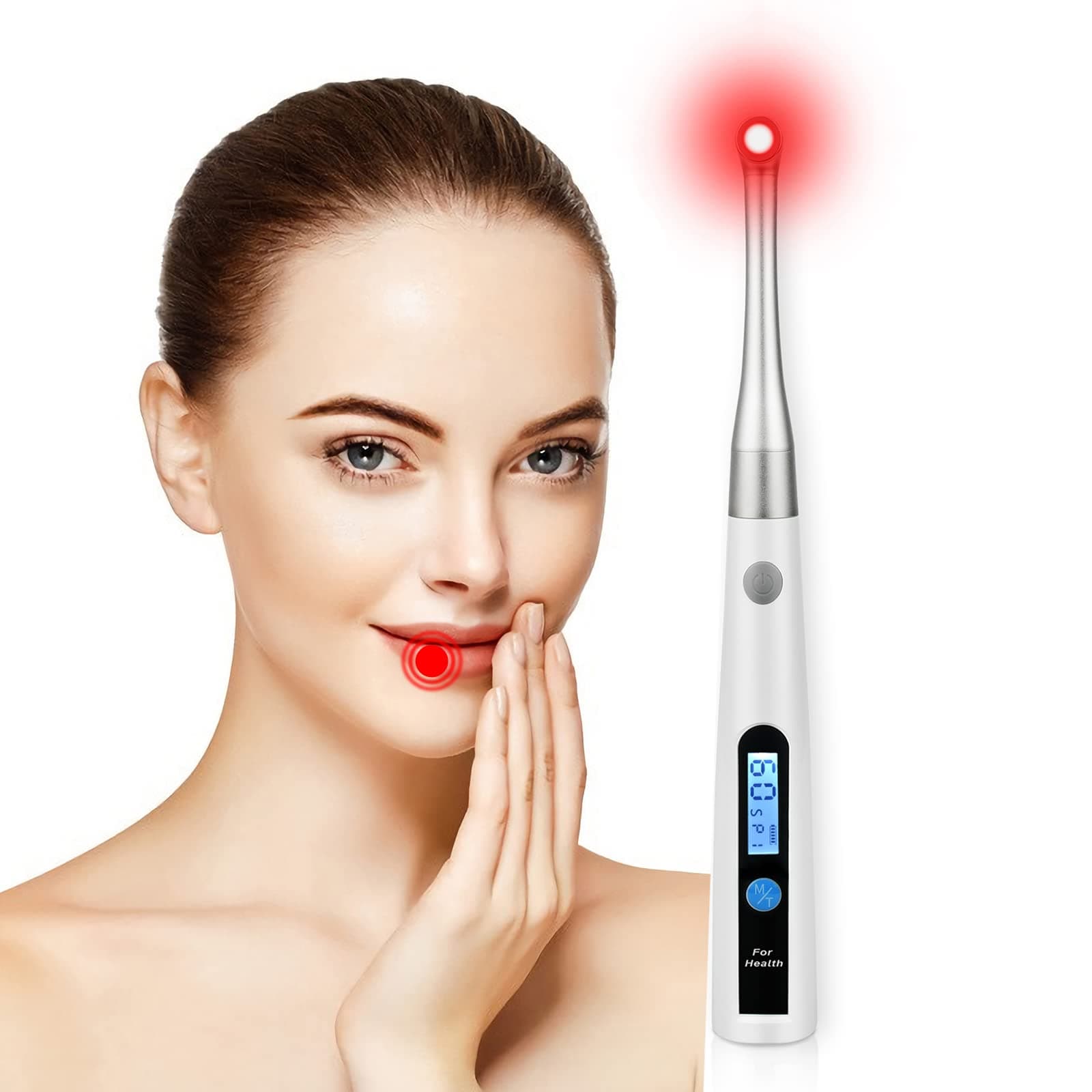 Cold Sore Treatment Device, Red Light Cold Sore Device for Pain Relief and Canker Sore Management, Dual Wavelength 660nm 850nm Red Infrared Light Therapy