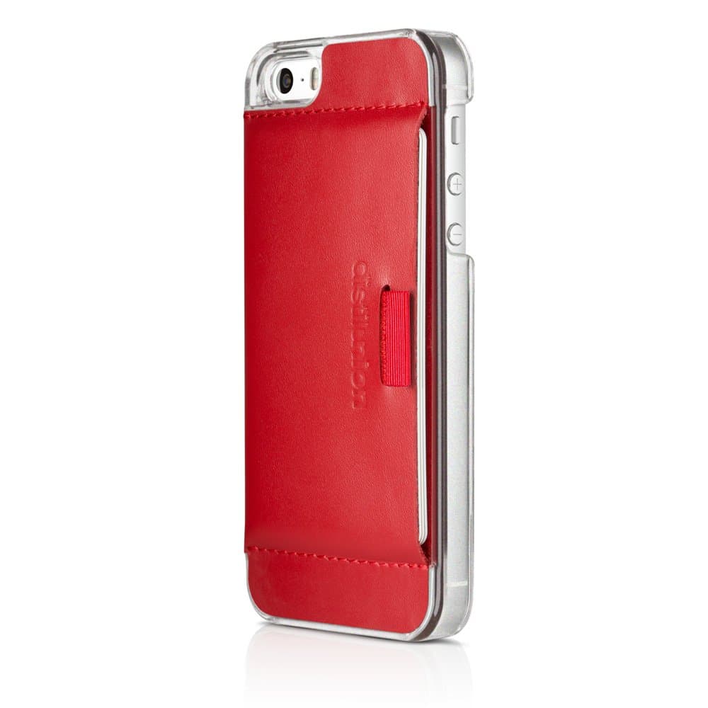 Distil Union - Wally Case, Card Holder for iPhone 5/5S, iPhone SE - Clear/Red