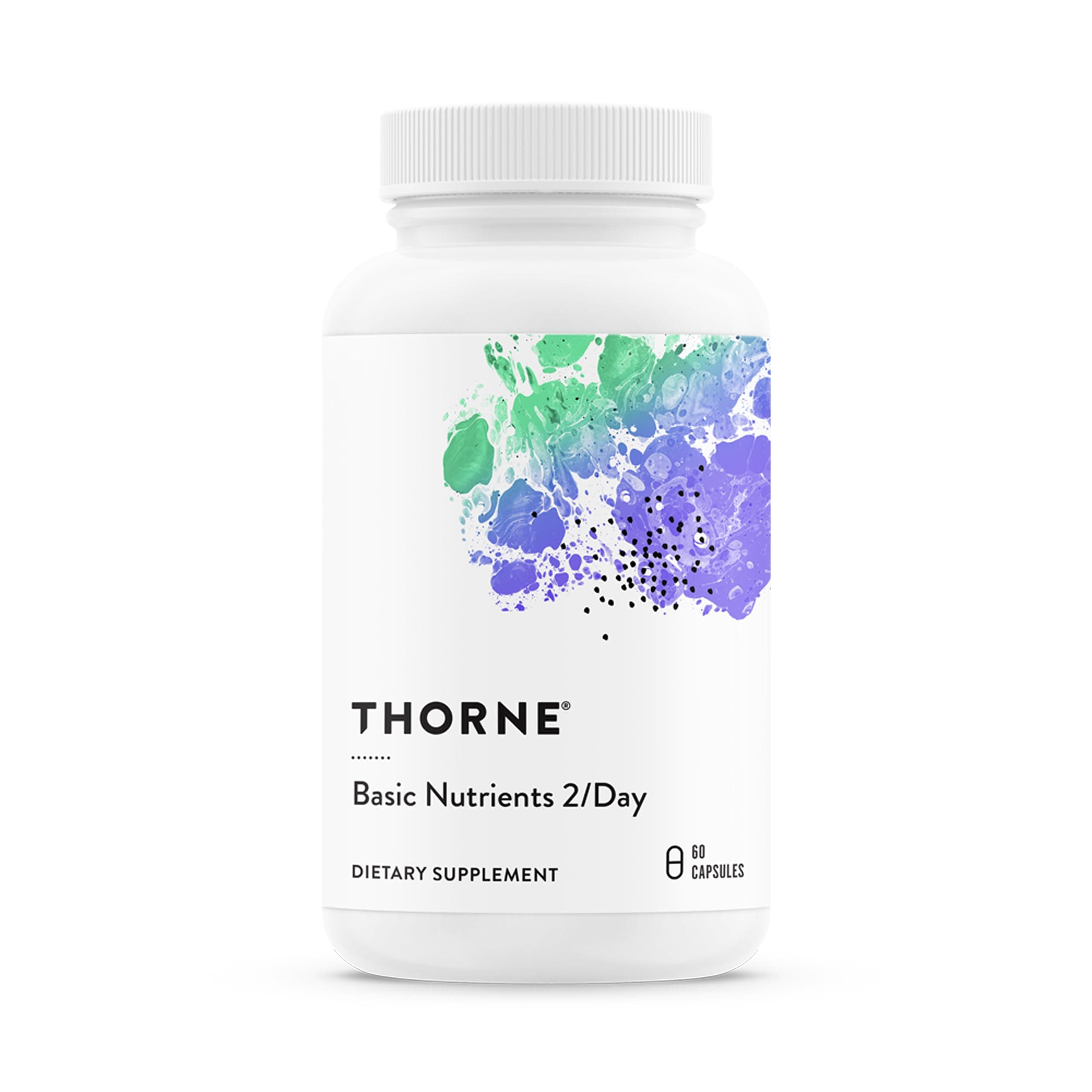 THORNE - Basic Nutrients 2/Day - Comprehensive Daily Multi-Vitamin with Optimal Bioavailability - Vitamin & Mineral Formula - Third-Party Certified - Gluten, Dairy & Soy-Free - 60 Capsules