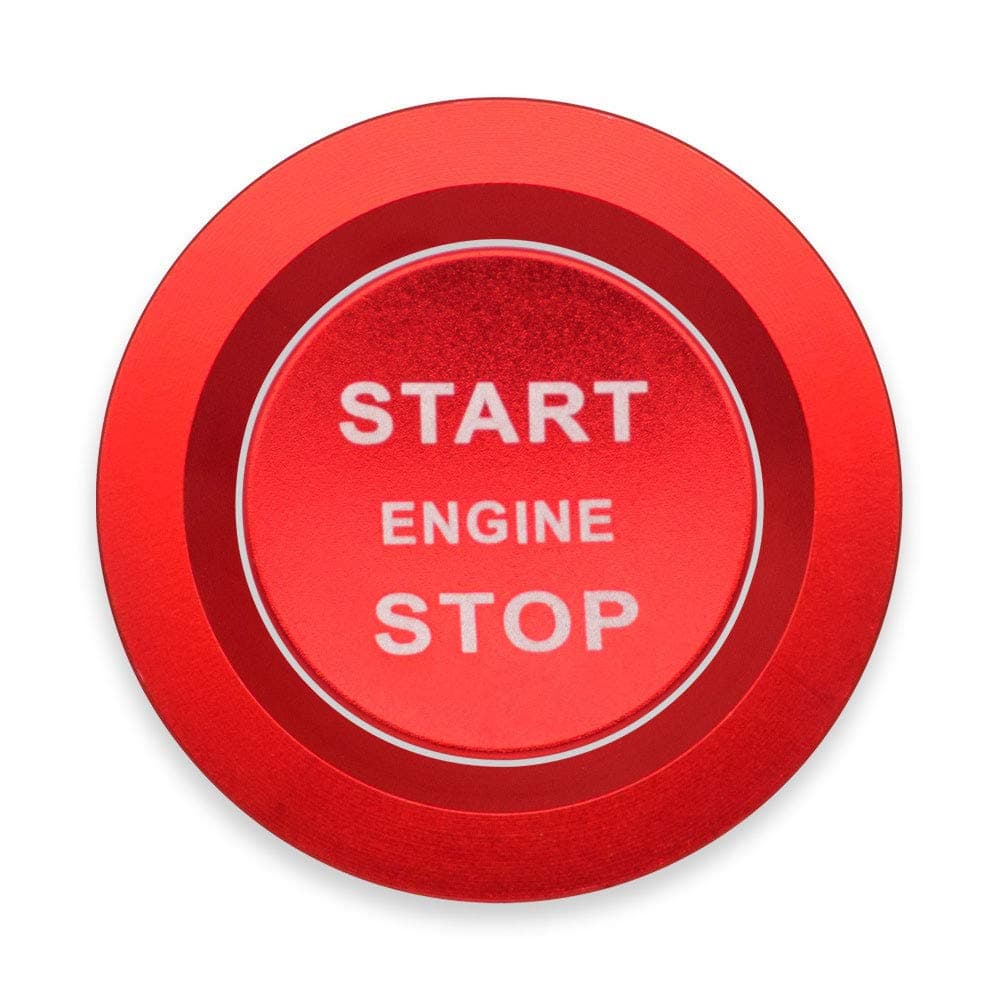 Ceyes Car Start Engine Stop Emblem Push Button Start Overlay Decal Car Ignition Start Button Trim Sticker for Land Rover Discovery Range Rover Velar Evoque Jaguar - Red Start Button Cover + Ring