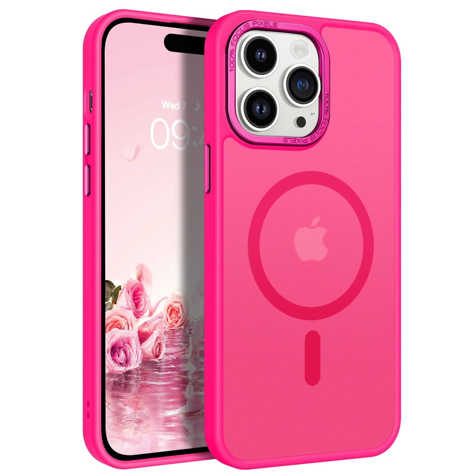 BENTOBENMagnetic for iPhone 14 Pro Max Case, [Compatible with MagSafe] [Military-Grade Protection] Translucent Matte Frosted Slim Shockproof Women Men Phone Case for iPhone 14 Pro Max 6.7",Hot Pink