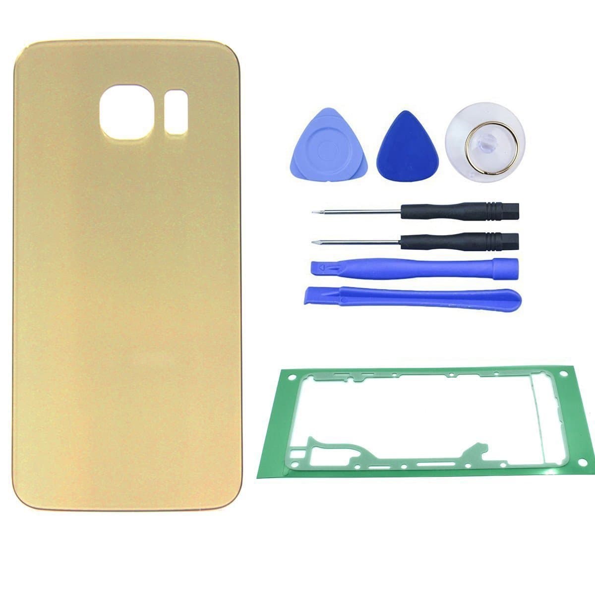JZHY For Samsung S6 Edge Back Glass Replacement,Battery Back Cover Glass Panel for Samsung Galaxy S6 Edge G925A G925T G925V-Gold