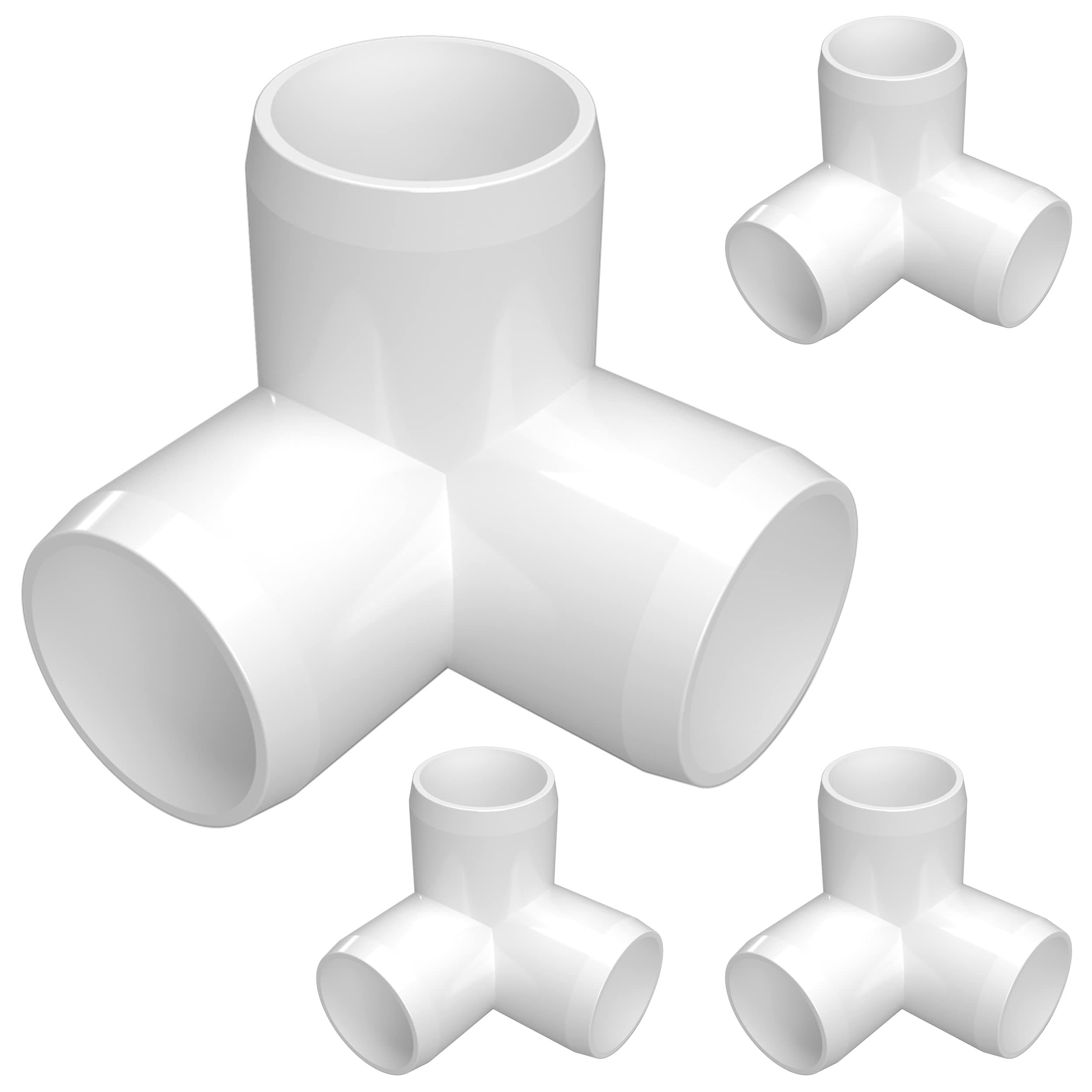 1" Size 3-Way PVC Elbow Fitting Connector - 4-Pack - Furniture Grade