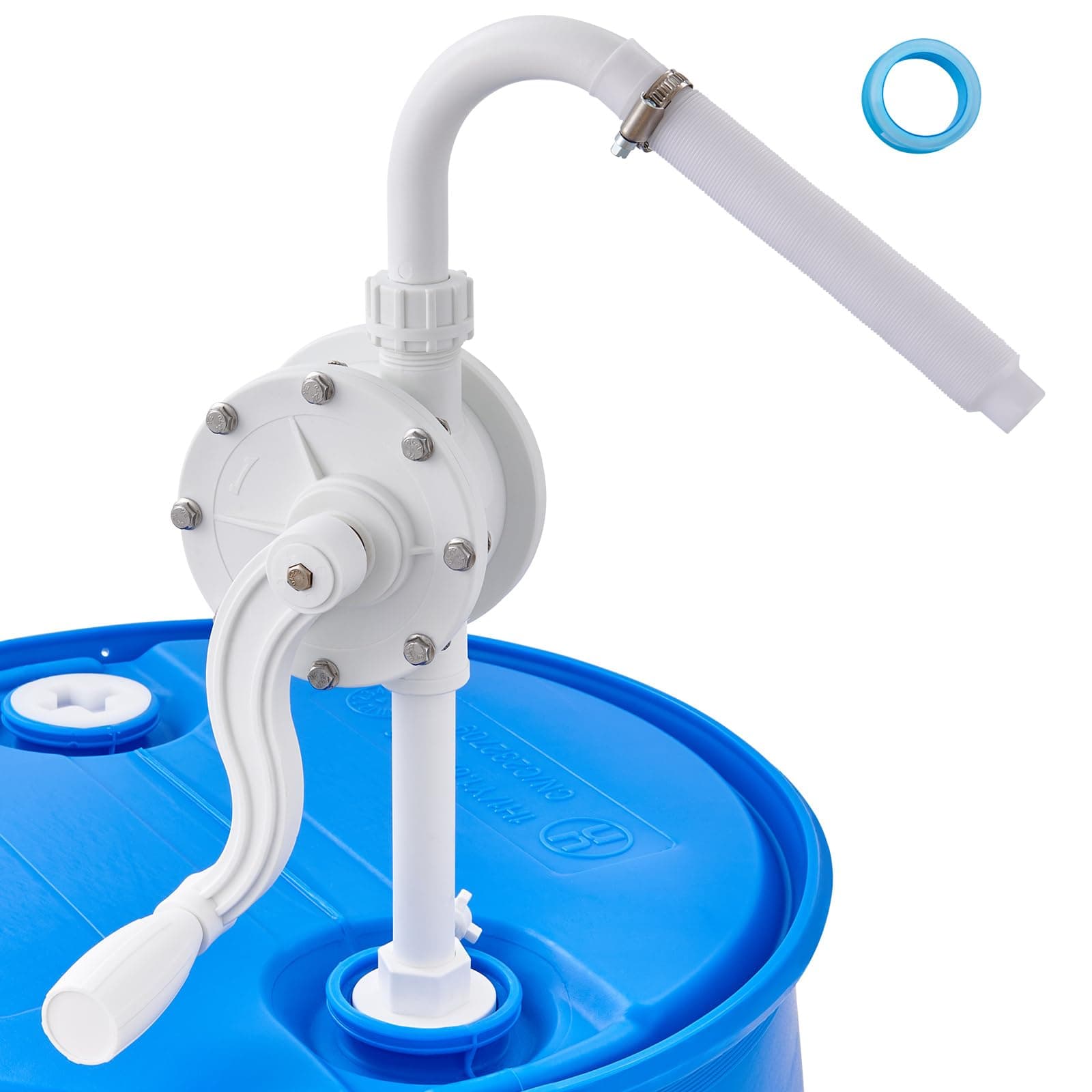 VEVOR Drum Pump, 6.5 GPM, Manual, Plastic, White, Red and Blue