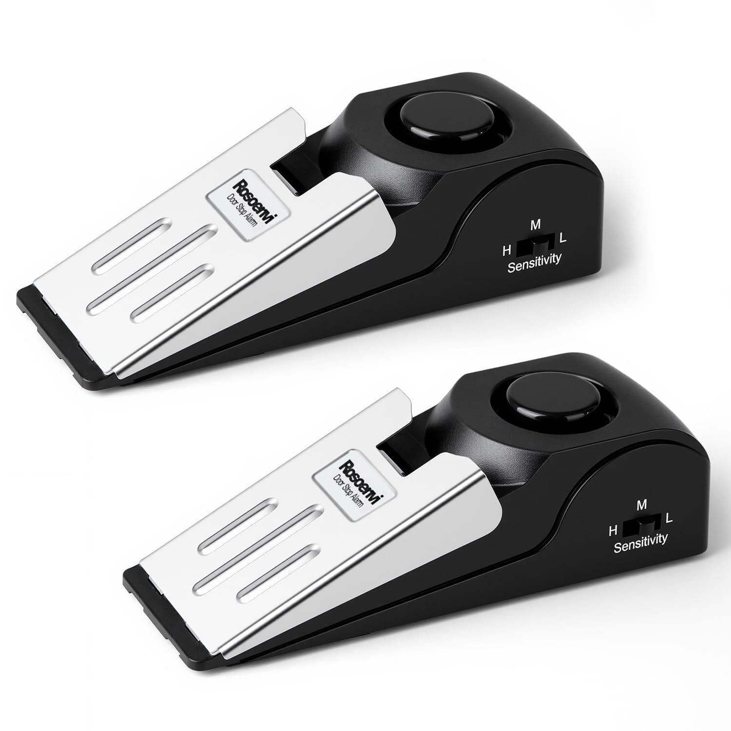 2 Pack Door Stop Alarm, Door Stopper with 120DB Security Alarm, Floor Wedge Door Stop Siren, Door Security Devices for Traveling, Apartment, Hotel and Home, Black