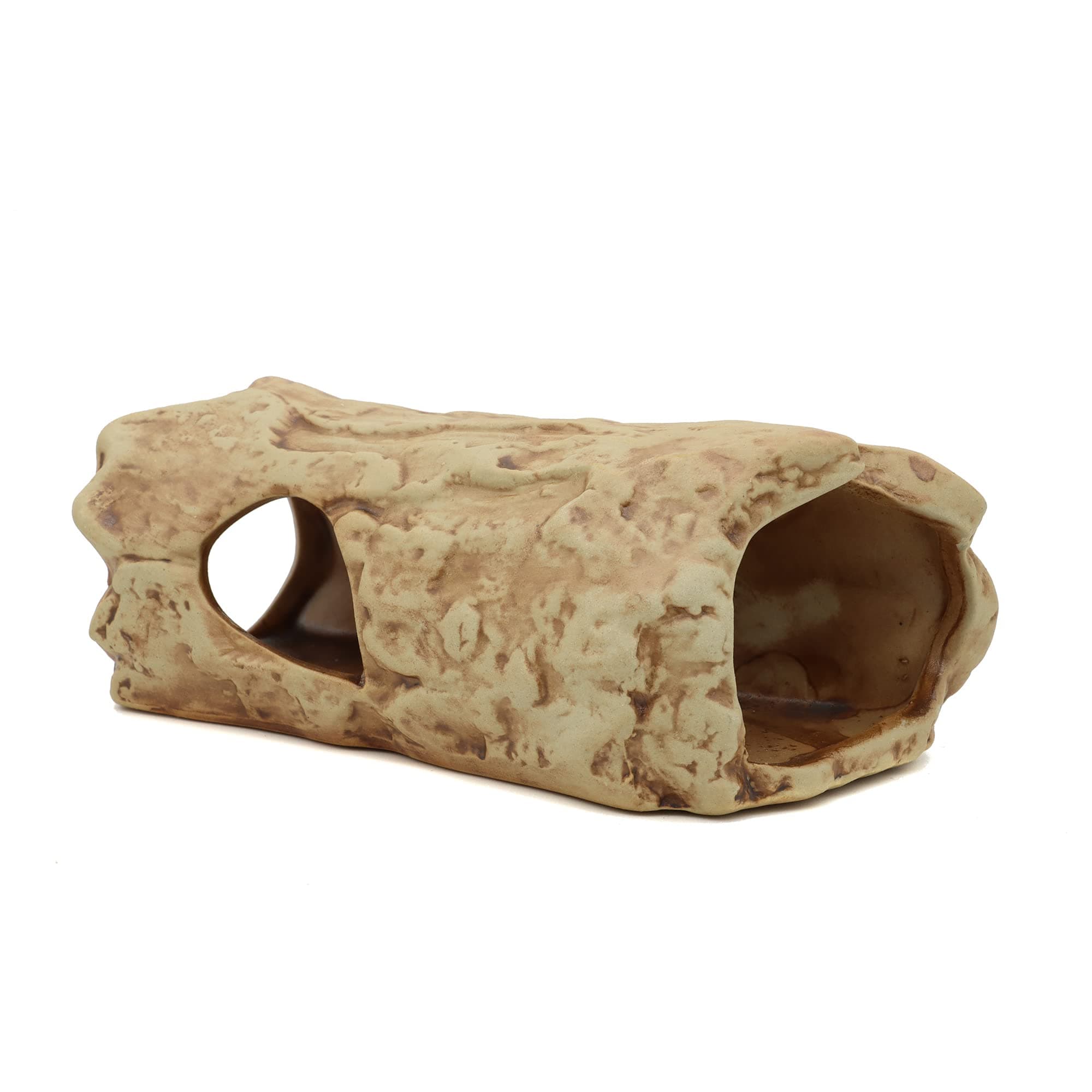 Aquarium Decorations Log Betta Fish Tank Accessories Ceramic Cave, Betta Fish Toys Decor Hideout for Shrimp Cichlid Hiding Breeding