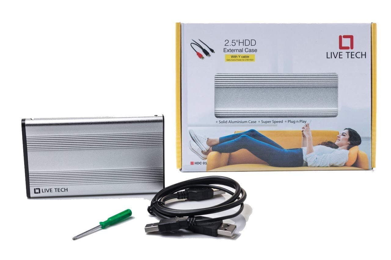 Live Tech 6.35 cm (2.5 Inch) SATA to USB 2.0 External Hard Drive Enclosure Case for Laptop Hard Disks (Hard Disk Not Included) (2.5" USB 2.0, Silver)