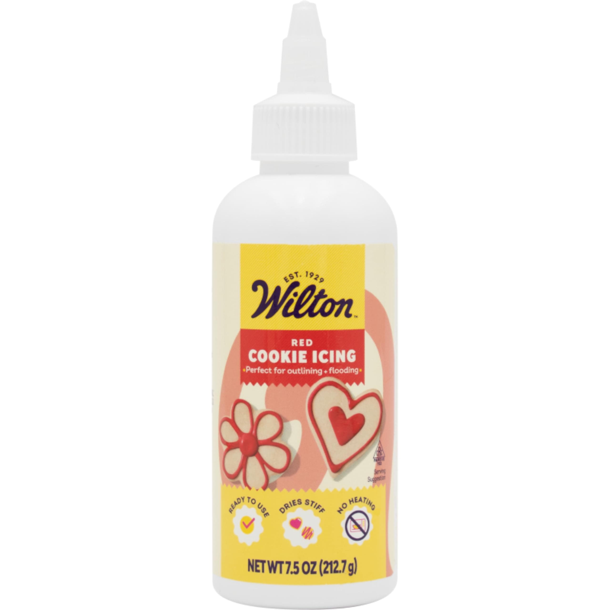 Wilton Cookie Icing, Fast-Drying Squeeze Bottle Icing for Decorating Sugar Cookies & Gingerbread, 7.5 oz., Red, Packaging May Vary